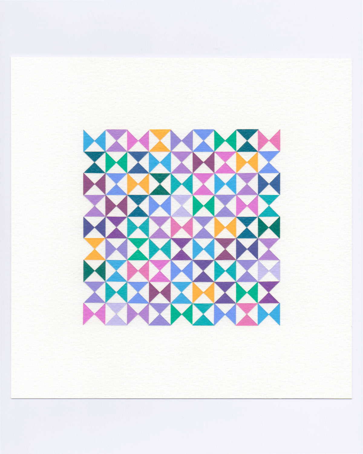 Bold, graphic multicoloured abstract painting with repeating geometric shapes, 9 October (101/365) by Victoria Mardon, 365: A Year in Colour series.