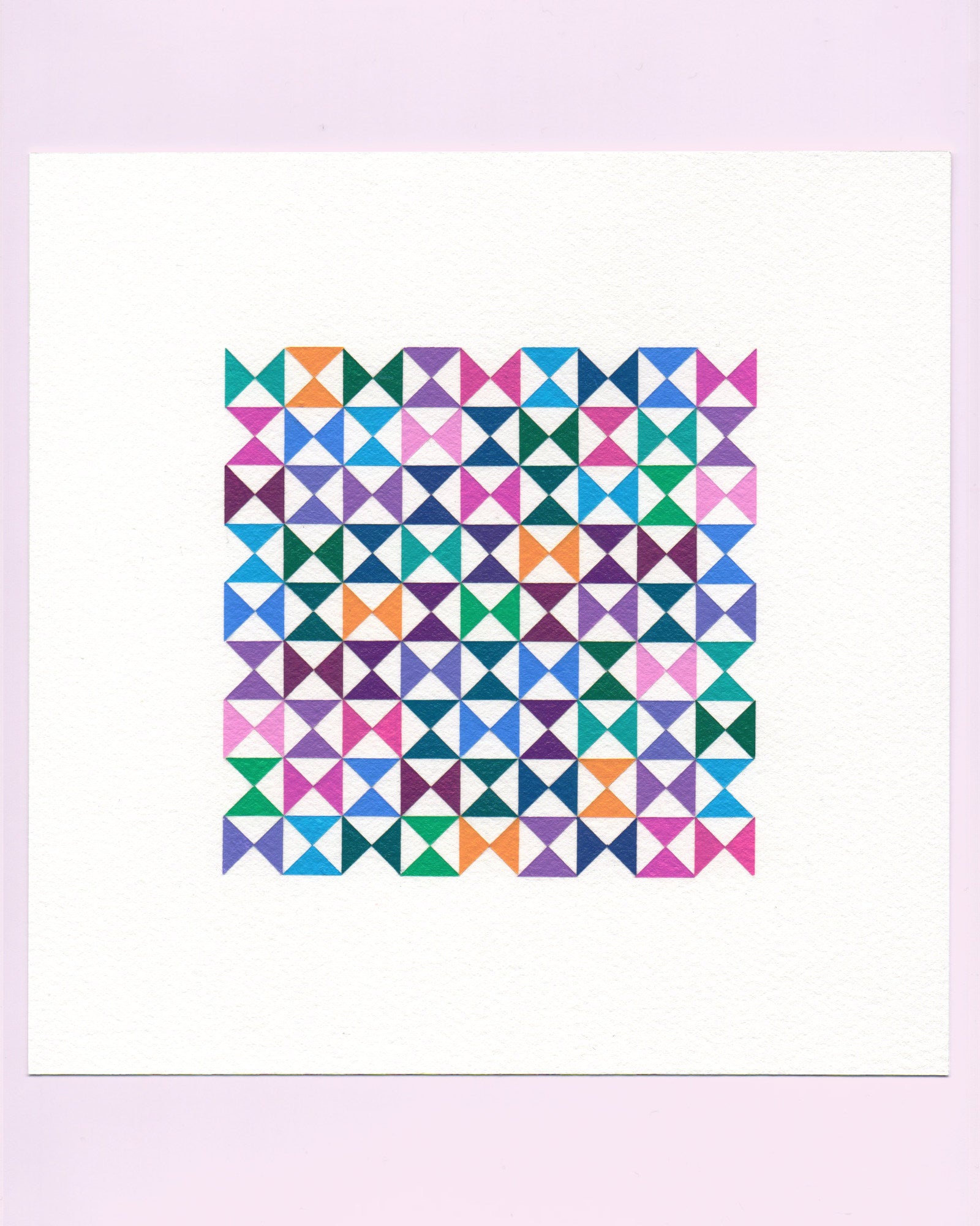 Bold, graphic multicoloured abstract painting with repeating geometric shapes, 10 August (041/365) by Victoria Mardon, 365: A Year in Colour series.