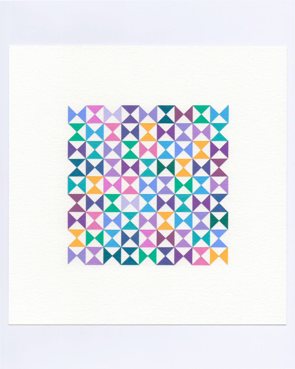 Bold, graphic multicoloured abstract painting with repeating geometric shapes, 10 October (102/365) by Victoria Mardon, 365: A Year in Colour series.