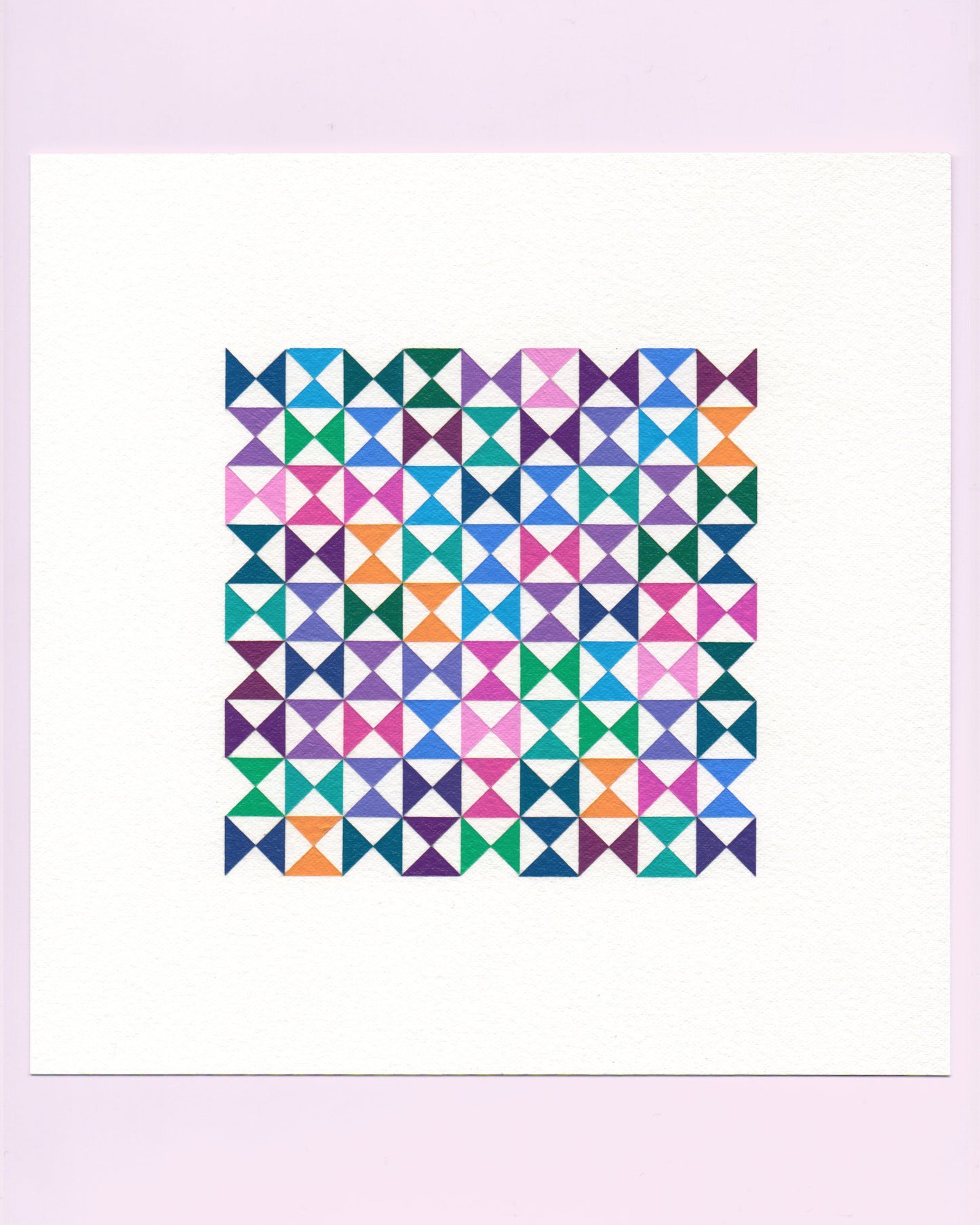 Bold, graphic multicoloured abstract painting with repeating geometric shapes, 11 August (042/365) by Victoria Mardon, 365: A Year in Colour series.