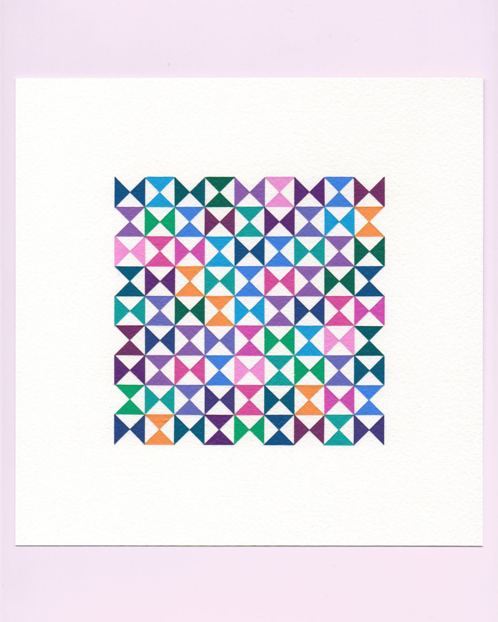 Bold, graphic multicoloured abstract painting with repeating geometric shapes, 11 August (042/365) by Victoria Mardon, 365: A Year in Colour series.