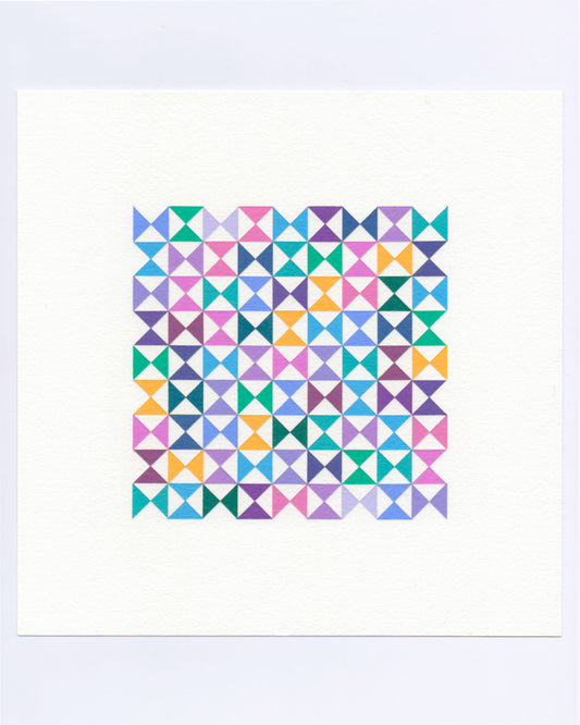 Bold, graphic multicoloured abstract painting with repeating geometric shapes, 11 October (103/365) by Victoria Mardon, 365: A Year in Colour series.