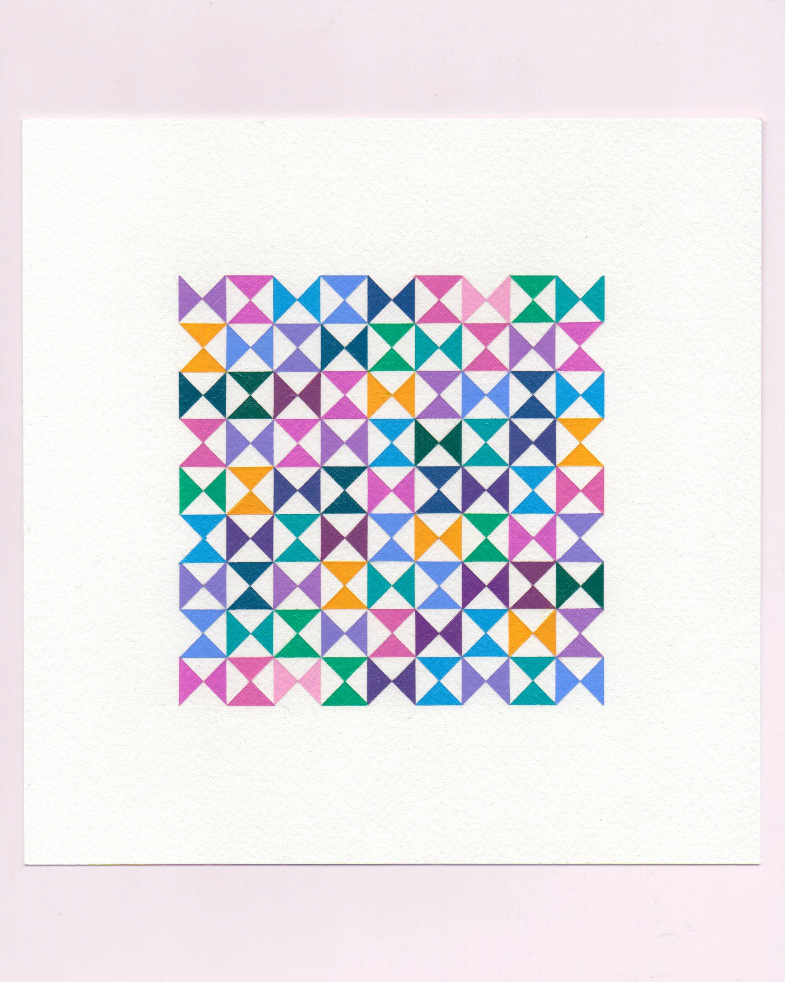 Bold, graphic multicoloured abstract painting with repeating geometric shapes, 12 July (012/365) by Victoria Mardon, 365: A Year in Colour series.