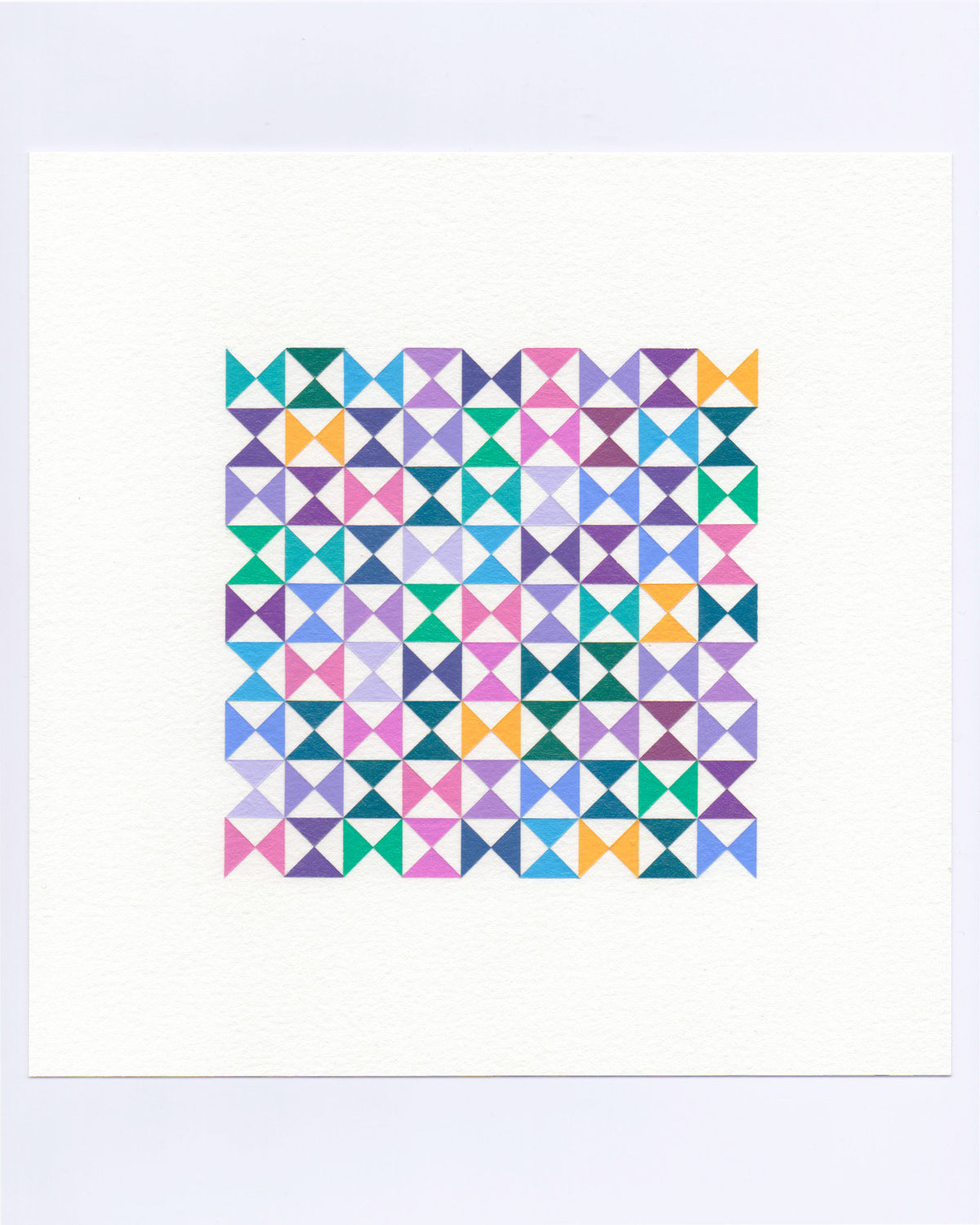 Bold, graphic multicoloured abstract painting with repeating geometric shapes, 12 October (104/365) by Victoria Mardon, 365: A Year in Colour series.