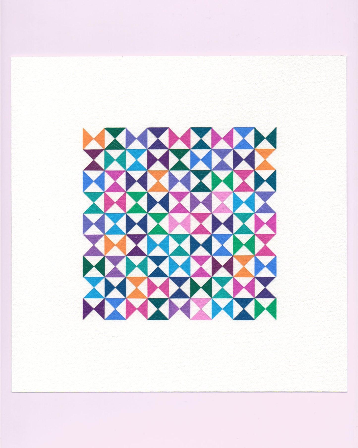Bold, graphic multicoloured abstract painting with repeating geometric shapes, 13 August (044/365) by Victoria Mardon, 365: A Year in Colour series.