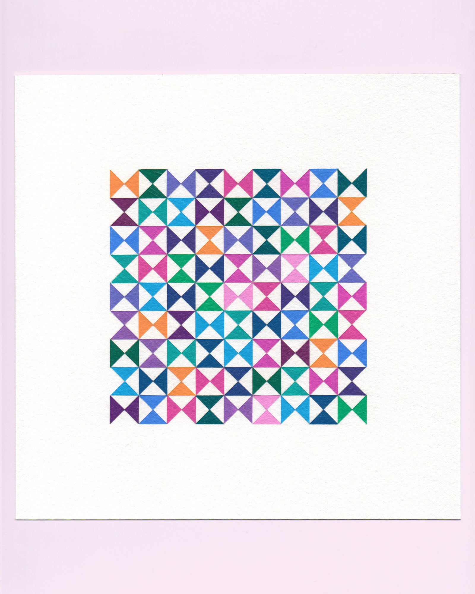 Bold, graphic multicoloured abstract painting with repeating geometric shapes, 13 August (044/365) by Victoria Mardon, 365: A Year in Colour series.