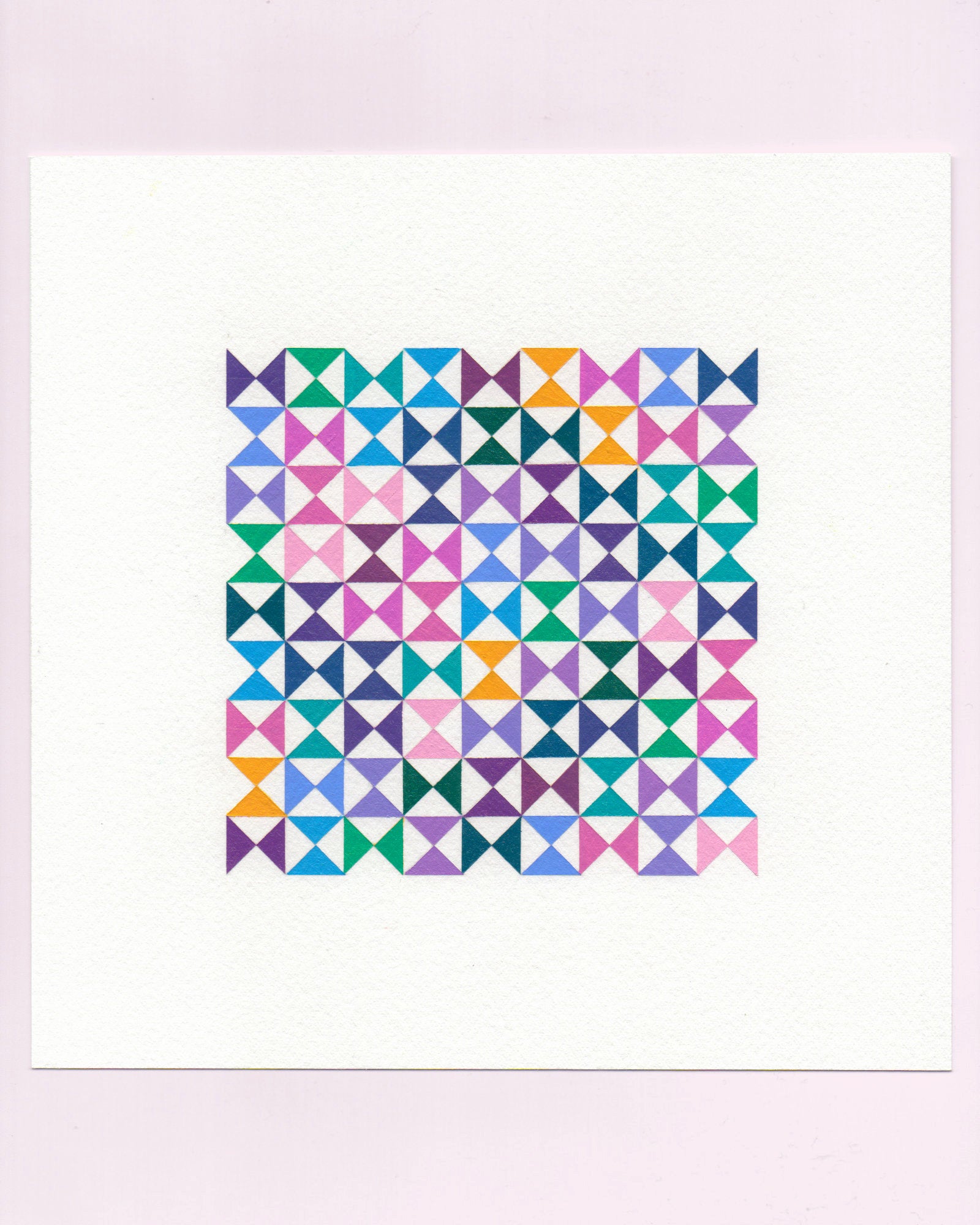 Bold, graphic multicoloured abstract painting with repeating geometric shapes, 13 July (013/365) by Victoria Mardon, 365: A Year in Colour series.