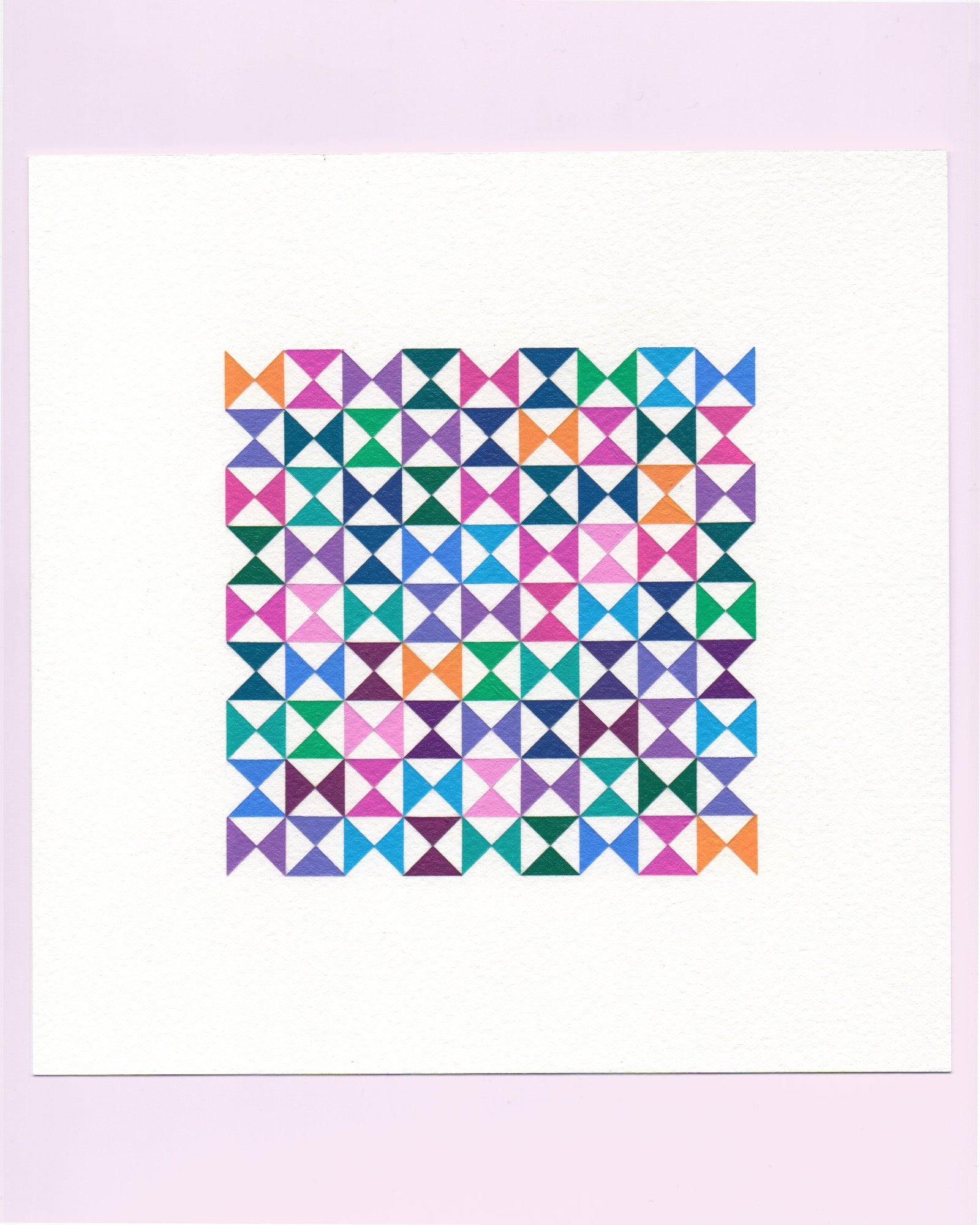 Bold, graphic multicoloured abstract painting with repeating geometric shapes, 14 August (045/365) by Victoria Mardon, 365: A Year in Colour series.