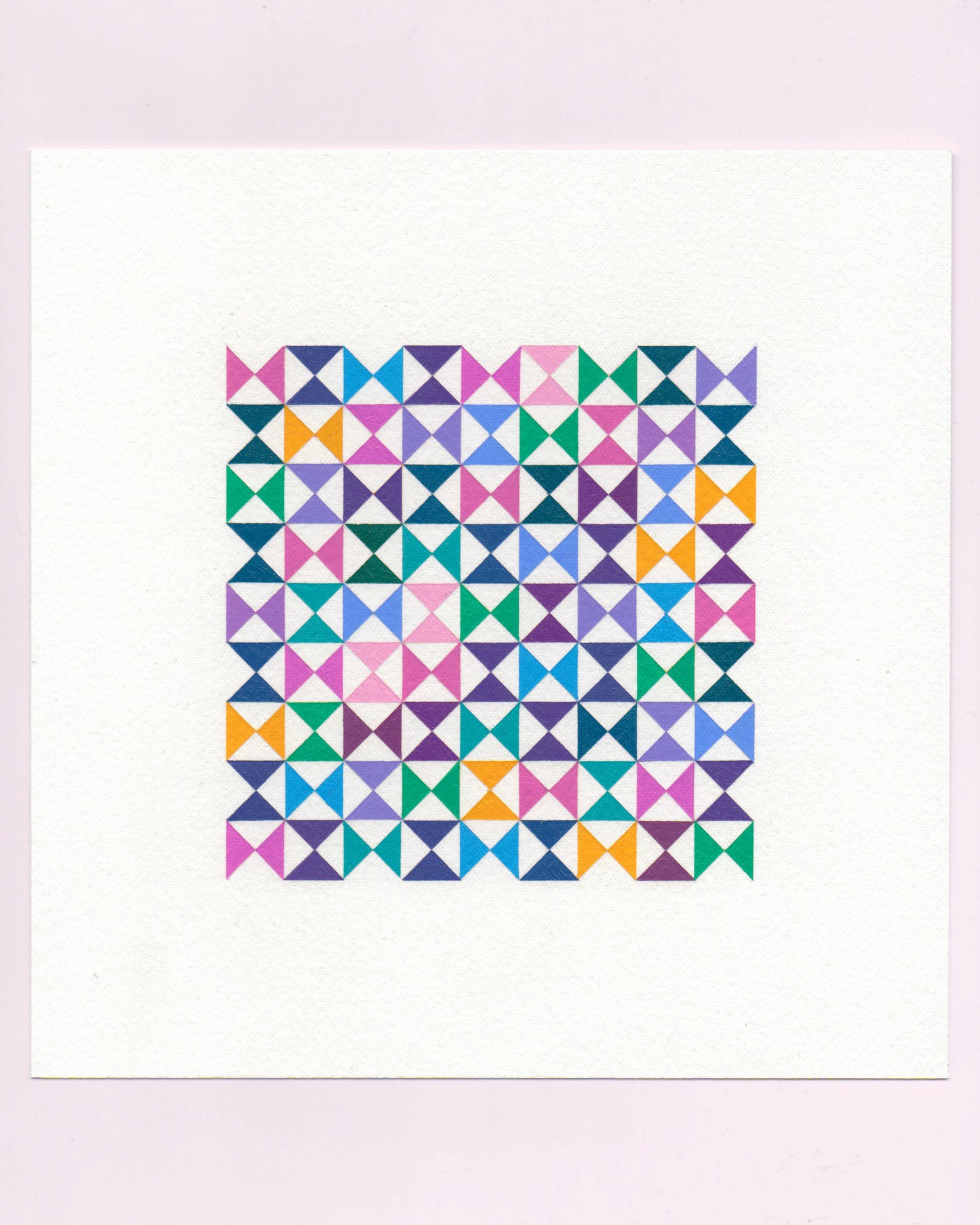 Bold, graphic multicoloured abstract painting with repeating geometric shapes, 14 July (014/365) by Victoria Mardon, 365: A Year in Colour series.
