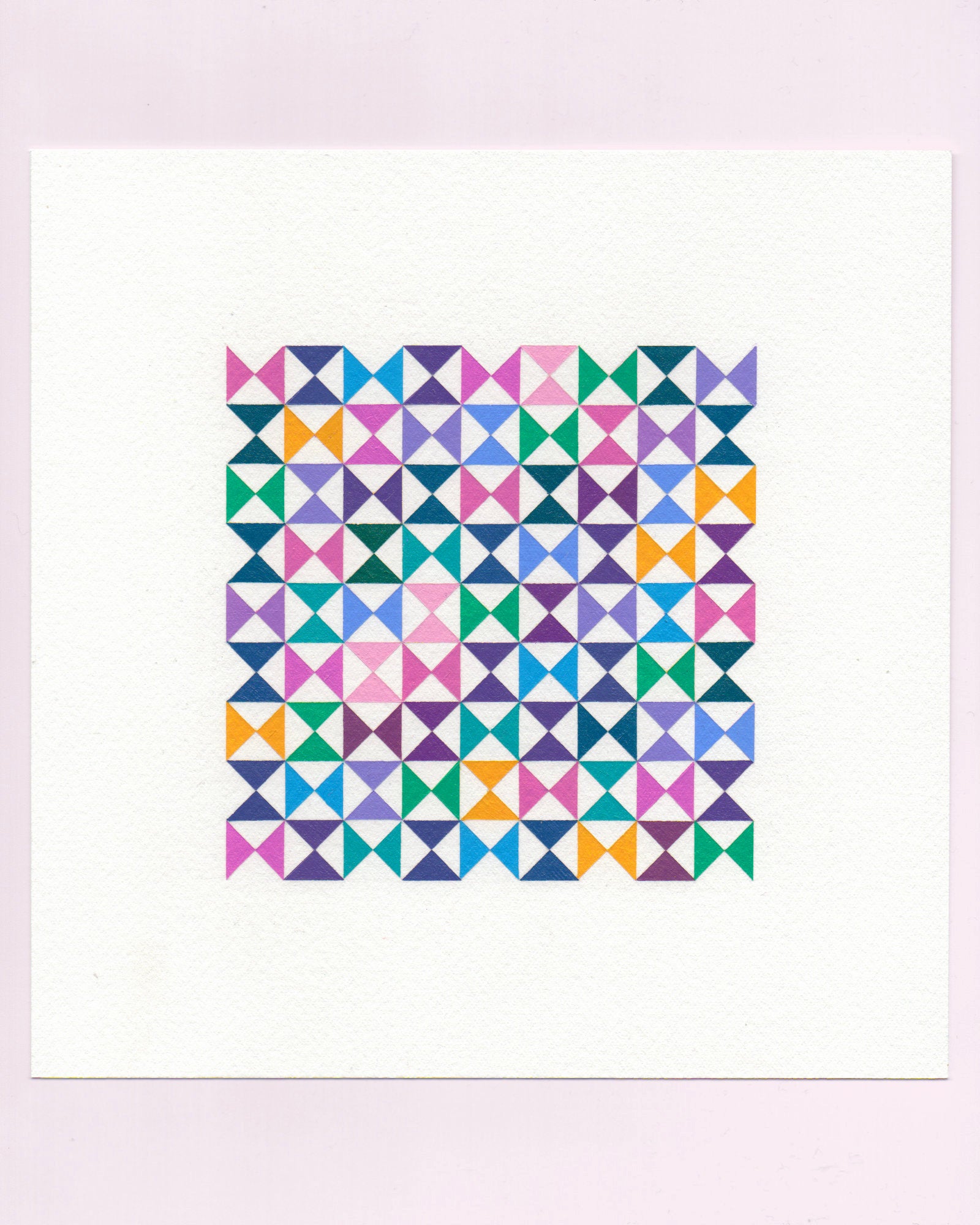 Bold, graphic multicoloured abstract painting with repeating geometric shapes, 14 July (014/365) by Victoria Mardon, 365: A Year in Colour series.