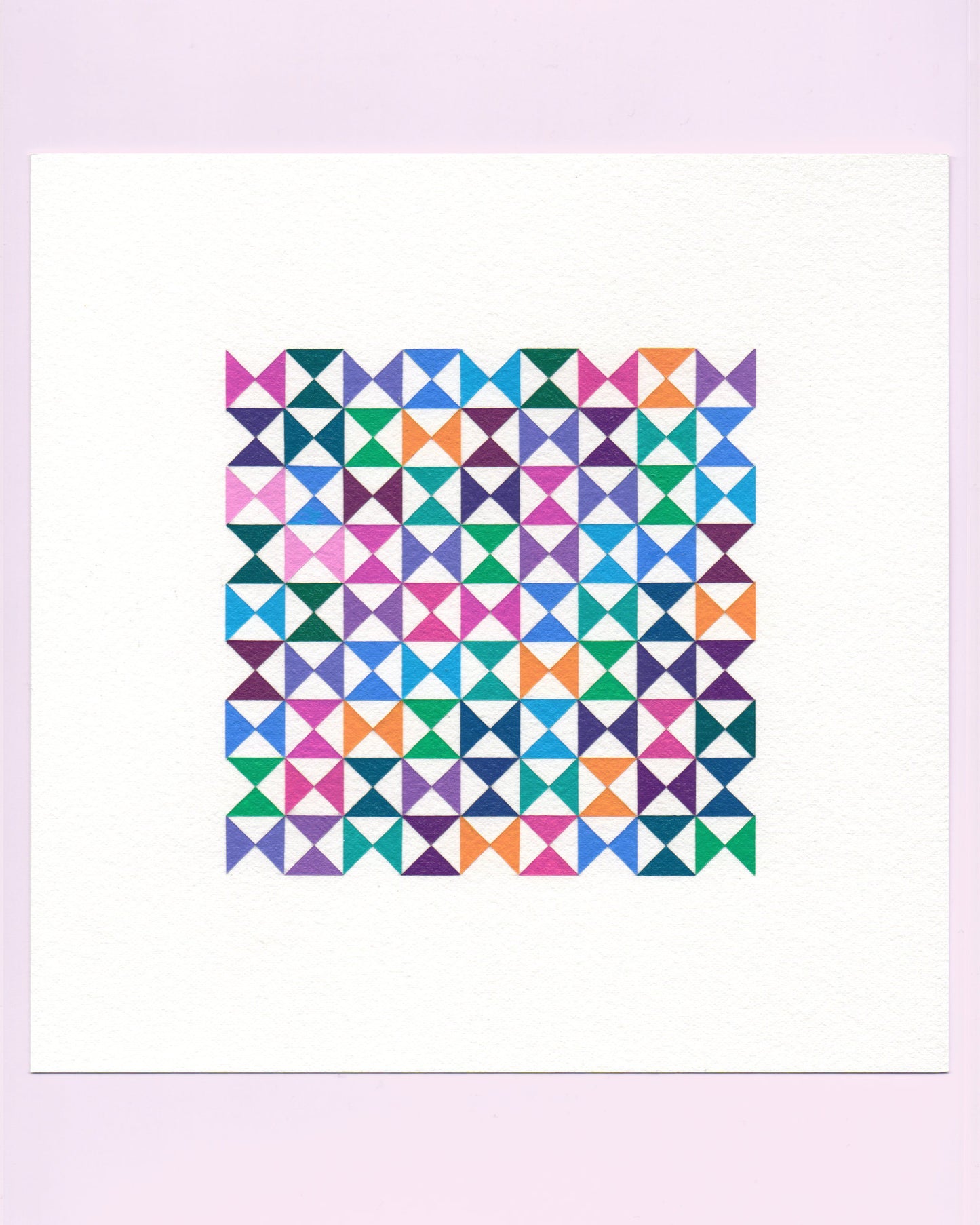 Bold, graphic multicoloured abstract painting with repeating geometric shapes, 15 August (046/365) by Victoria Mardon, 365: A Year in Colour series.