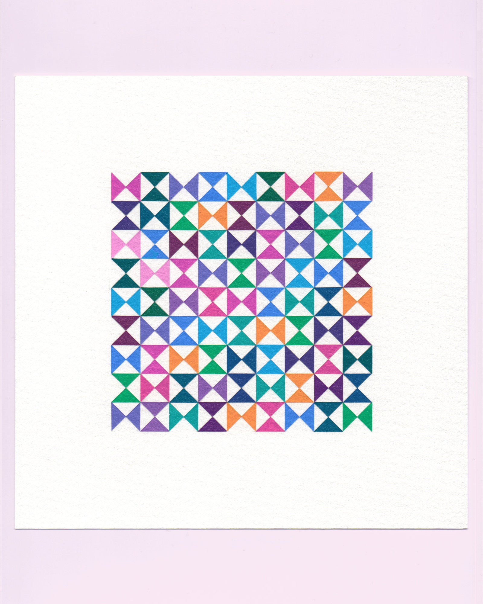 Bold, graphic multicoloured abstract painting with repeating geometric shapes, 15 August (046/365) by Victoria Mardon, 365: A Year in Colour series.