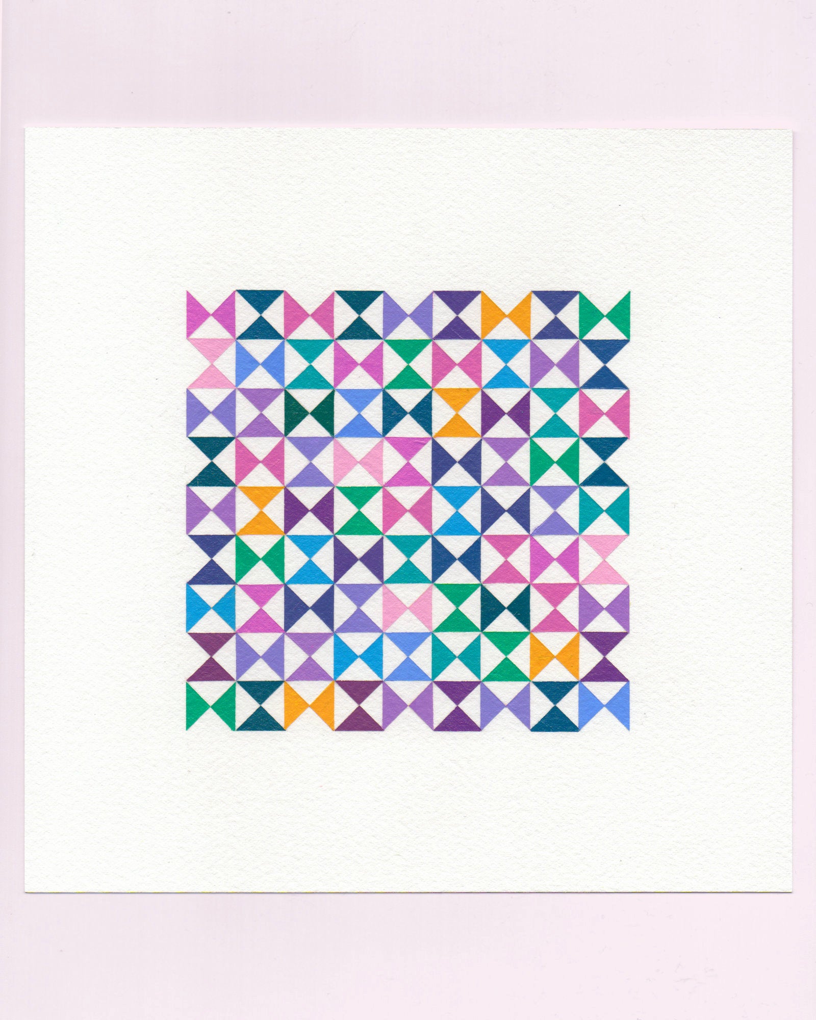 Bold, graphic multicoloured abstract painting with repeating geometric shapes, 15 July (015/365) by Victoria Mardon, 365: A Year in Colour series.