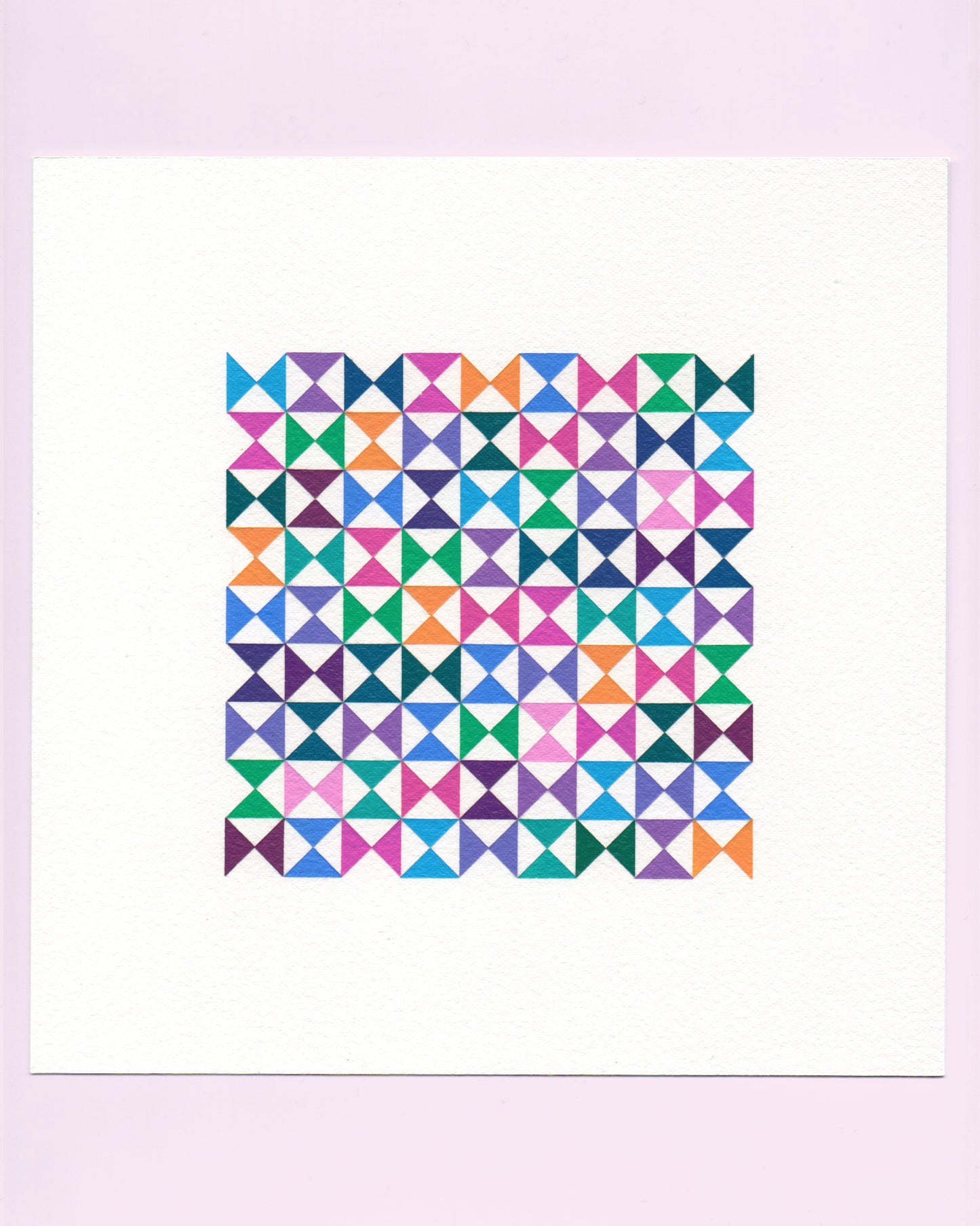 Bold, graphic multicoloured abstract painting with repeating geometric shapes, 16 August (047/365) by Victoria Mardon, 365: A Year in Colour series.