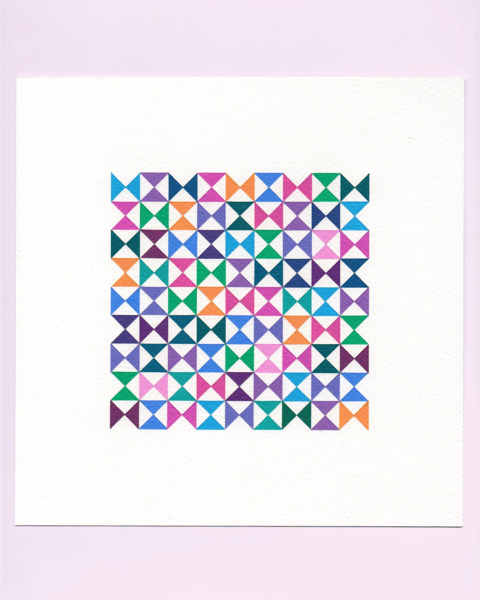 Bold, graphic multicoloured abstract painting with repeating geometric shapes, 16 August (047/365) by Victoria Mardon, 365: A Year in Colour series.