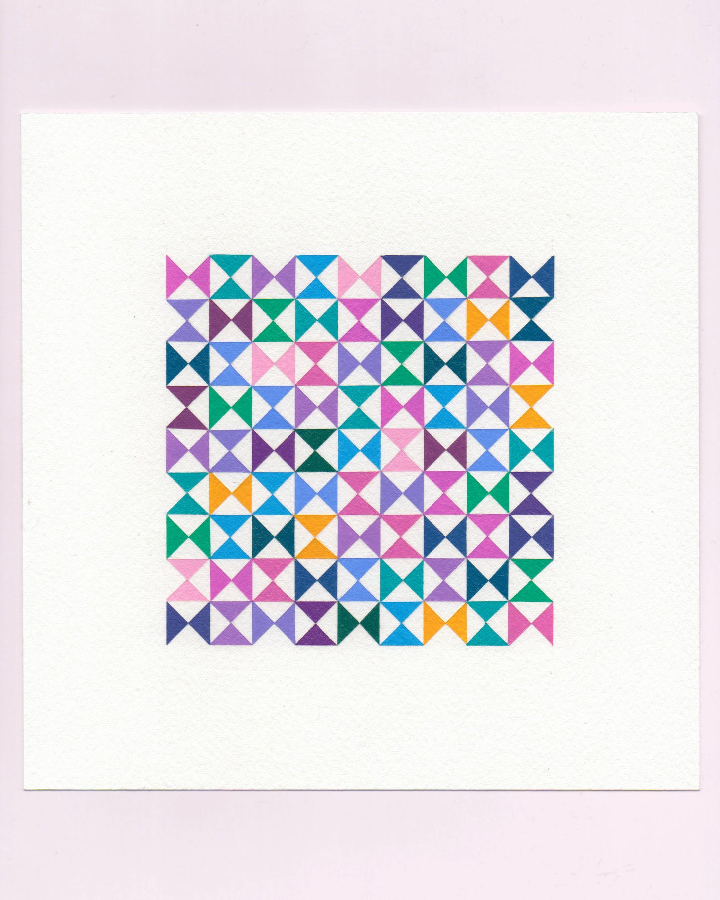 Bold, graphic multicoloured abstract painting with repeating geometric shapes, 16 July (016/365) by Victoria Mardon, 365: A Year in Colour series.