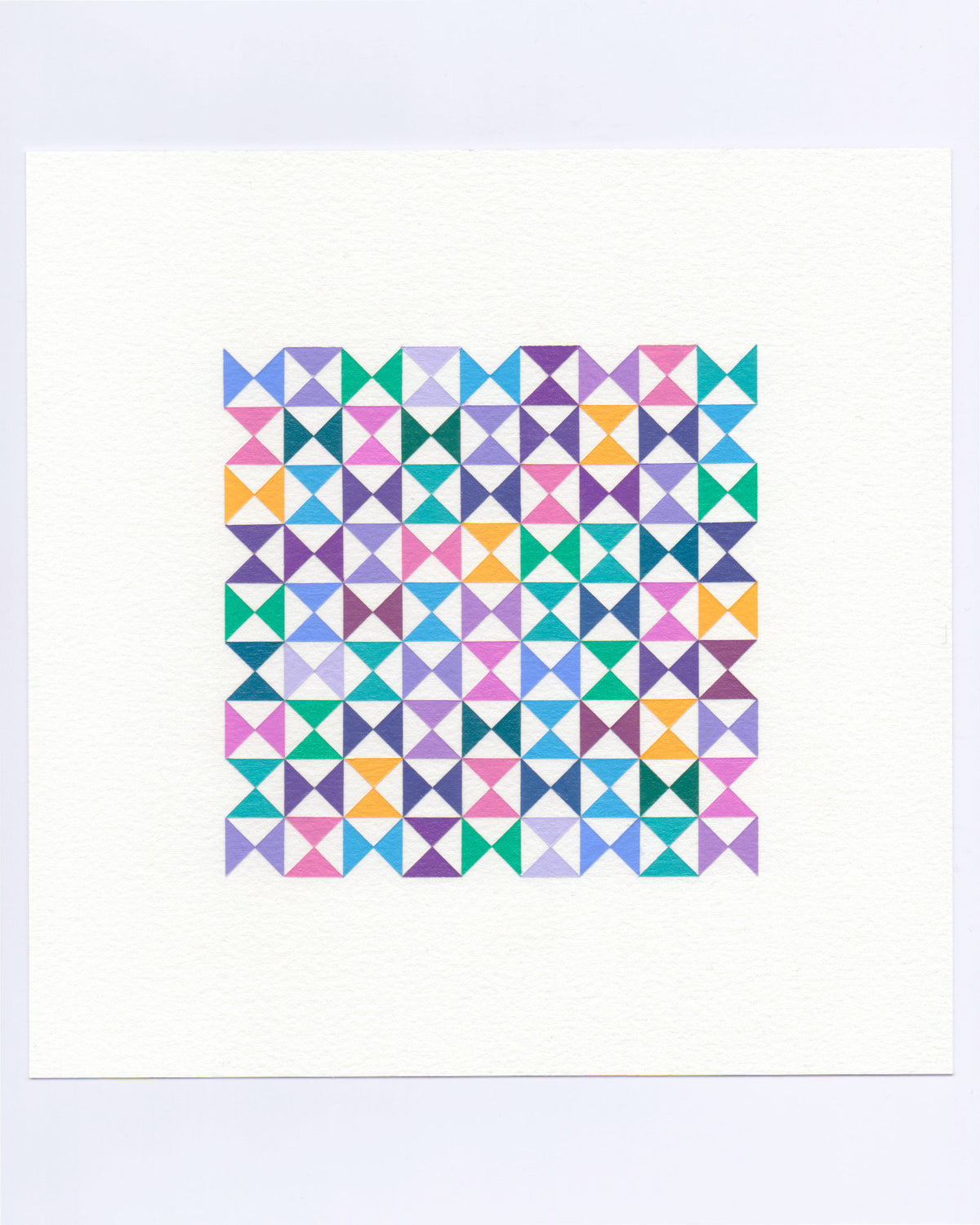 Bold, graphic multicoloured abstract painting with repeating geometric shapes, 16 October (108/365) by Victoria Mardon, 365: A Year in Colour series.