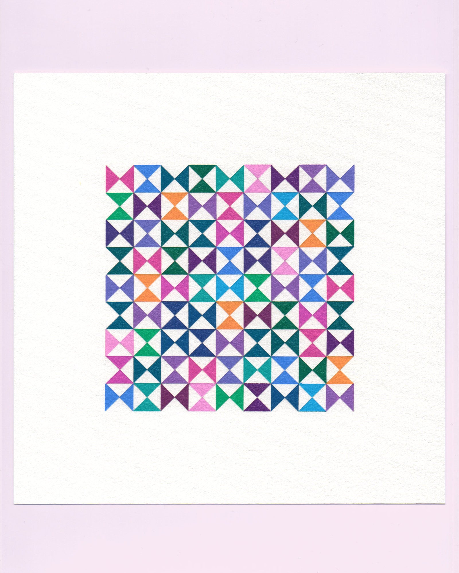 Bold, graphic multicoloured abstract painting with repeating geometric shapes, 17 August (048/365) by Victoria Mardon, 365: A Year in Colour series.