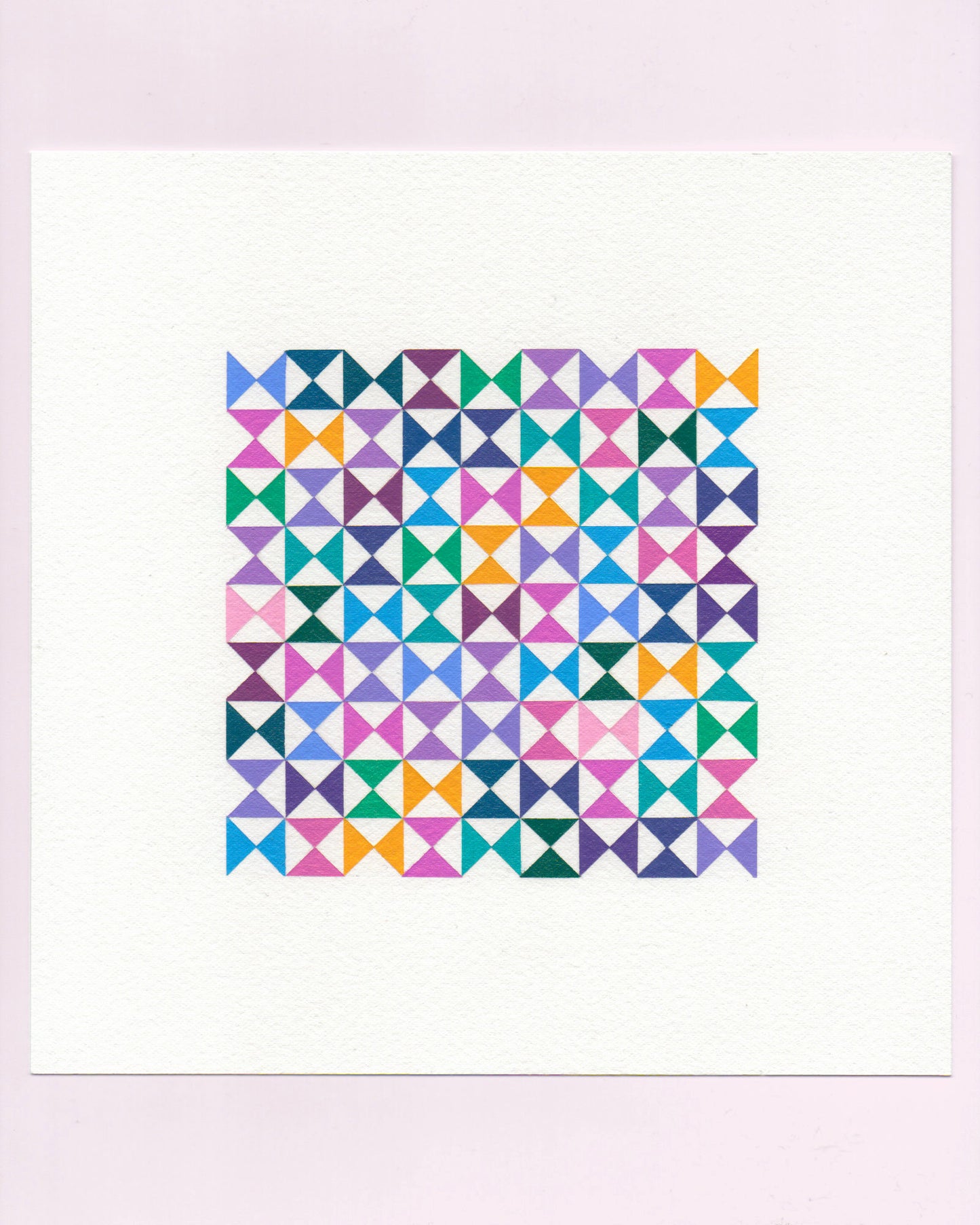 Bold, graphic multicoloured abstract painting with repeating geometric shapes, 17 July (017/365) by Victoria Mardon, 365: A Year in Colour series.