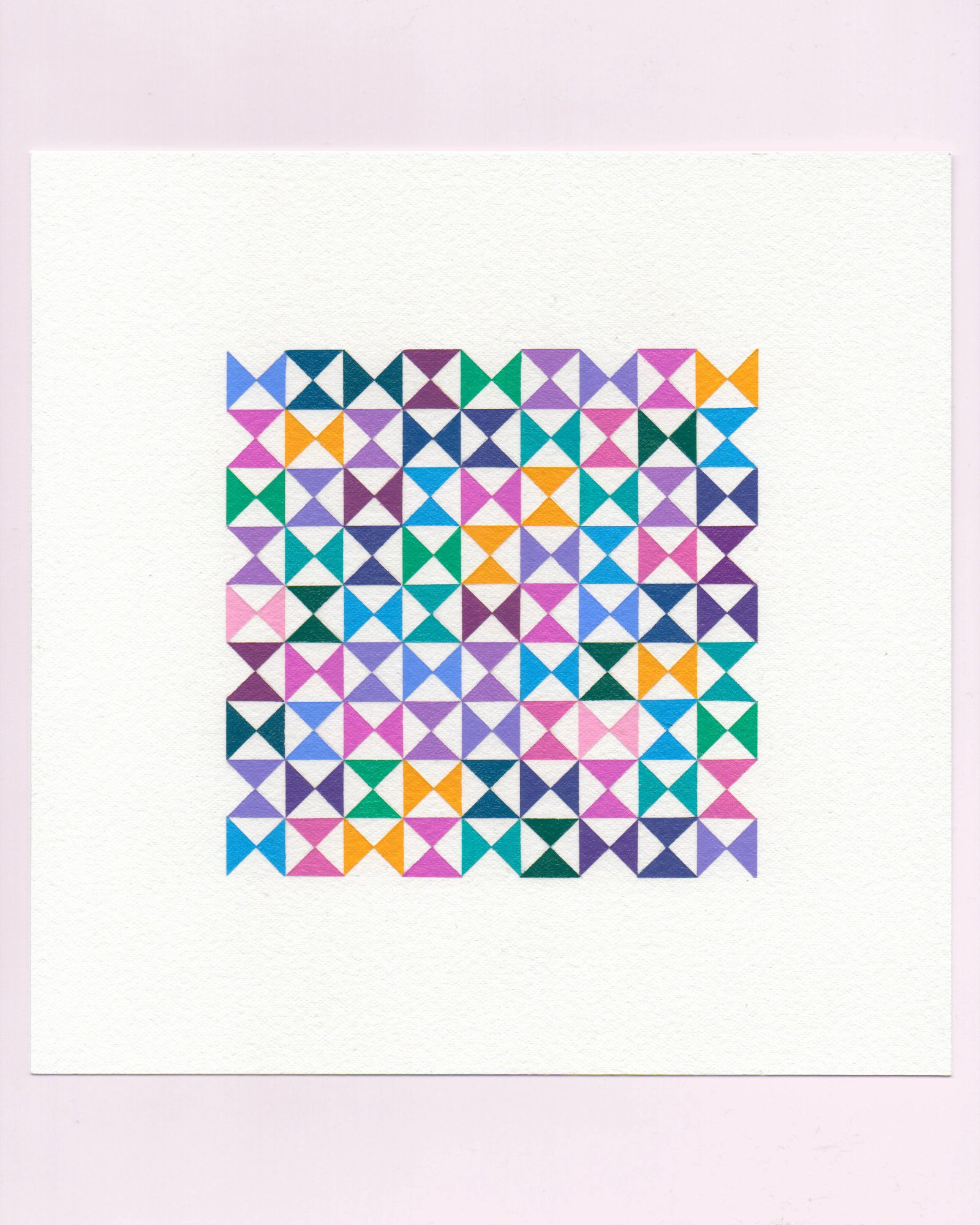 Bold, graphic multicoloured abstract painting with repeating geometric shapes, 17 July (017/365) by Victoria Mardon, 365: A Year in Colour series.