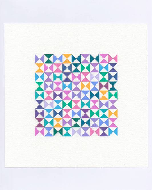 Bold, graphic multicoloured abstract painting with repeating geometric shapes, 17 October (109/365) by Victoria Mardon, 365: A Year in Colour series.