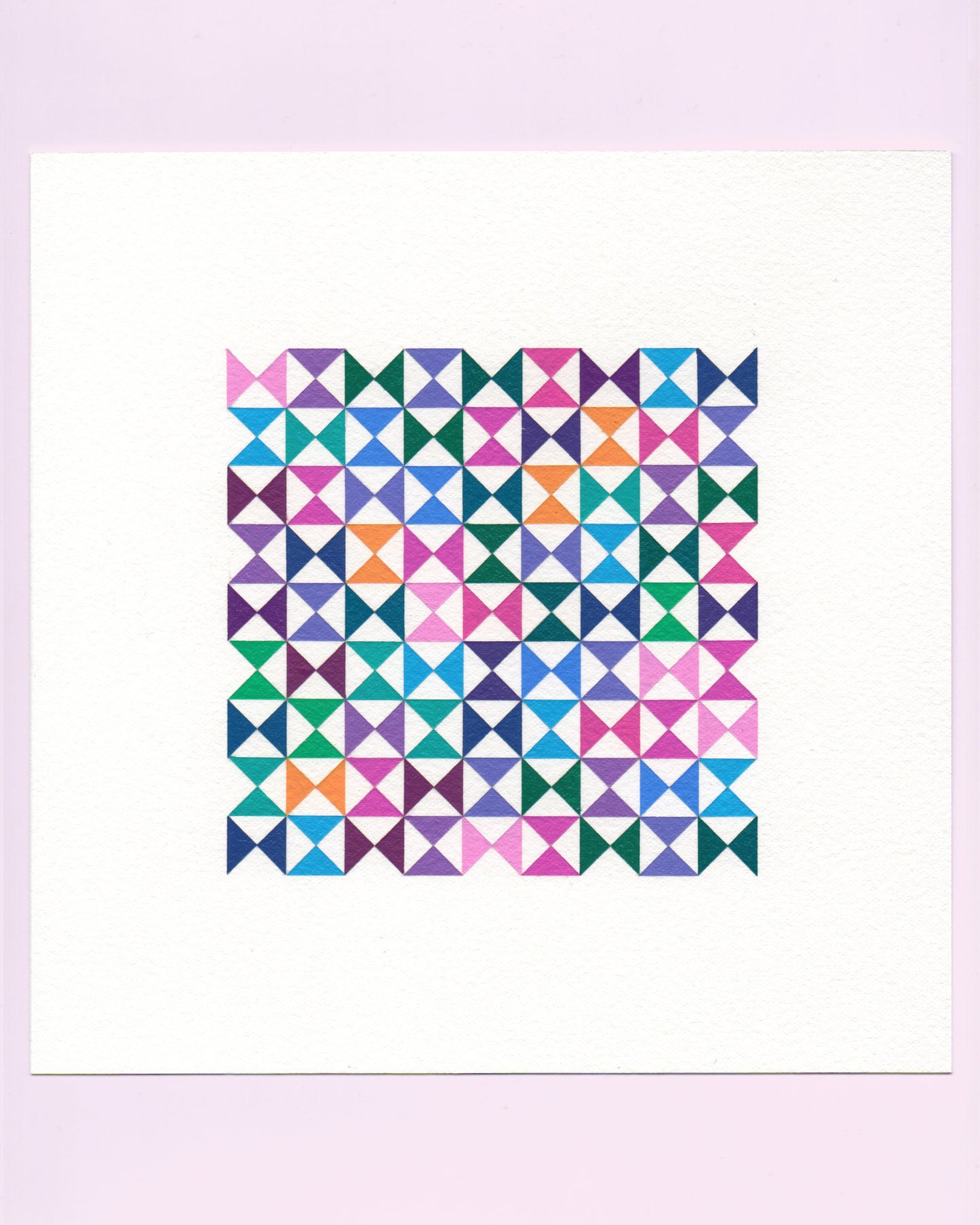 Bold, graphic multicoloured abstract painting with repeating geometric shapes, 18 August (049/365) by Victoria Mardon, 365: A Year in Colour series.