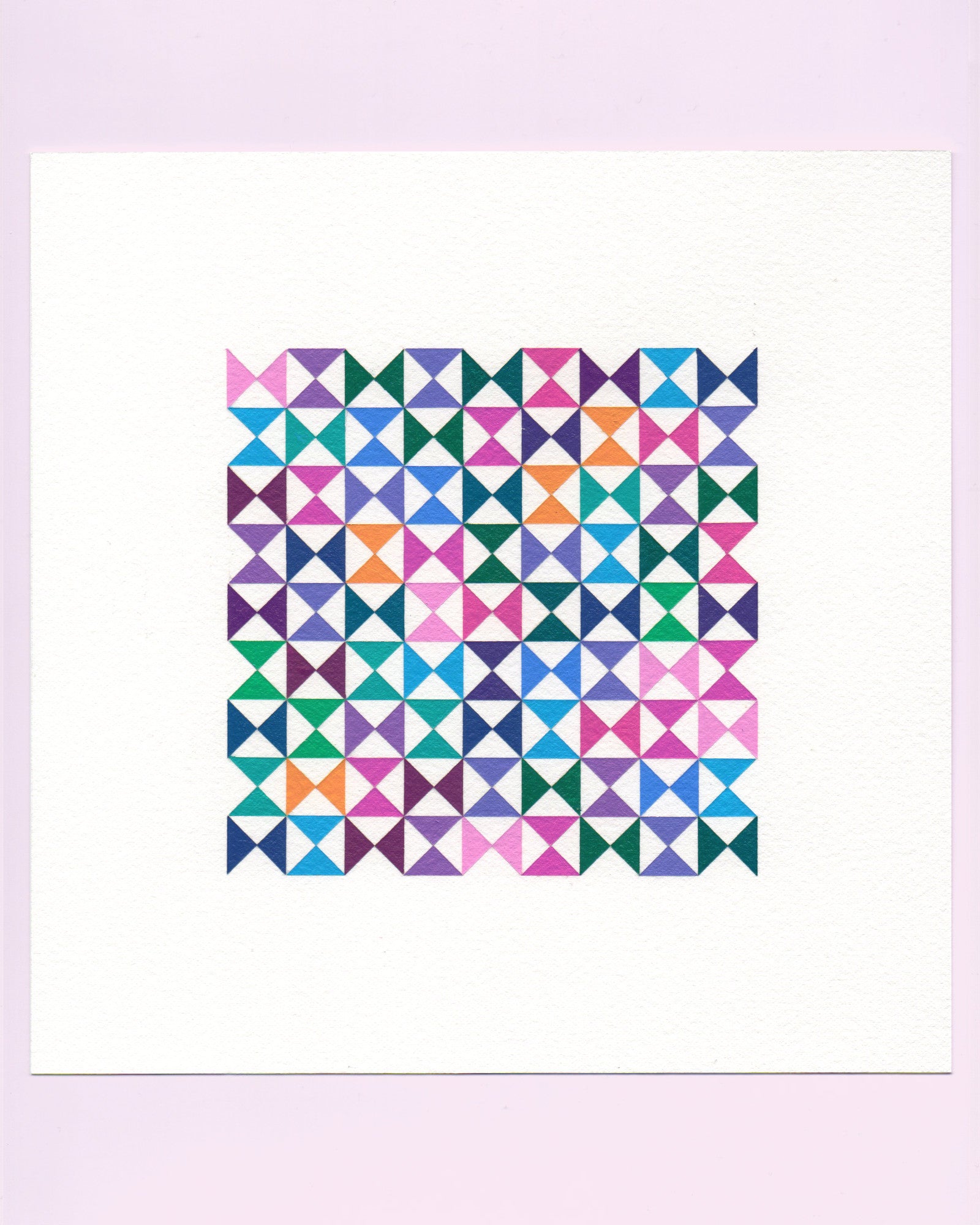 Bold, graphic multicoloured abstract painting with repeating geometric shapes, 18 August (049/365) by Victoria Mardon, 365: A Year in Colour series.