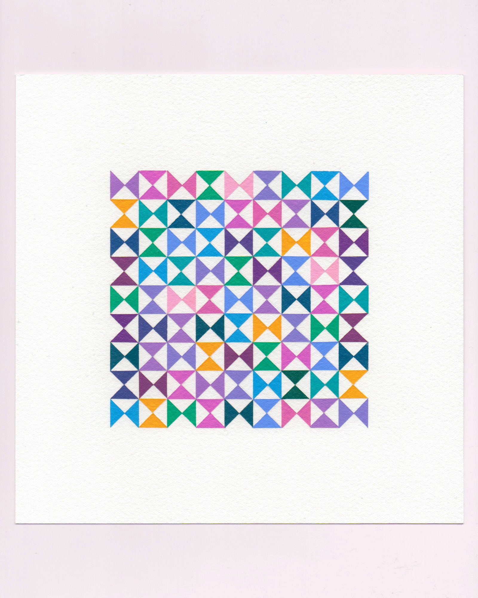 Bold, graphic multicoloured abstract painting with repeating geometric shapes, 18 July (018/365) by Victoria Mardon, 365: A Year in Colour series.