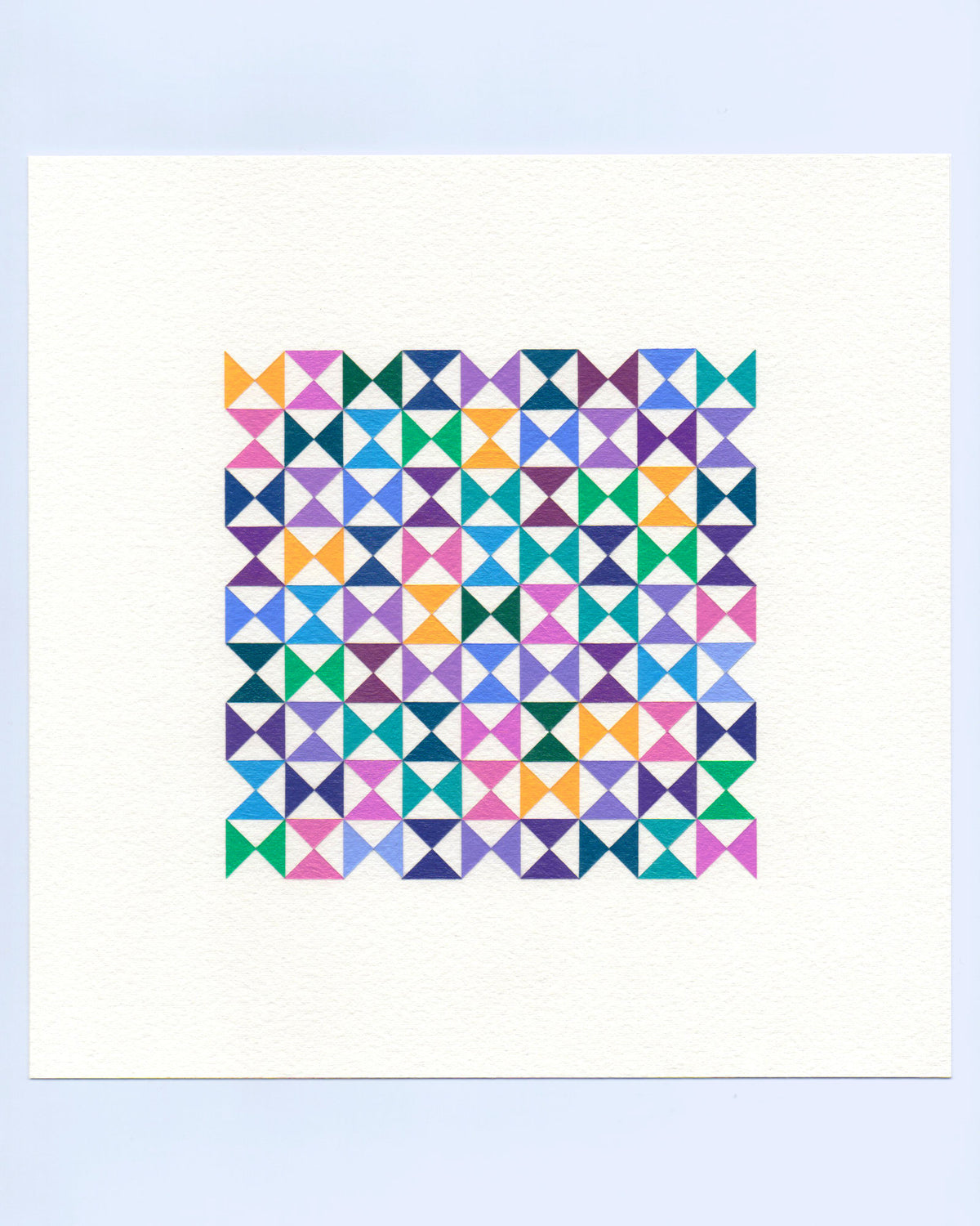 Bold, graphic multicoloured abstract painting with repeating geometric shapes, 18 November (141/365) by Victoria Mardon, 365: A Year in Colour series.
