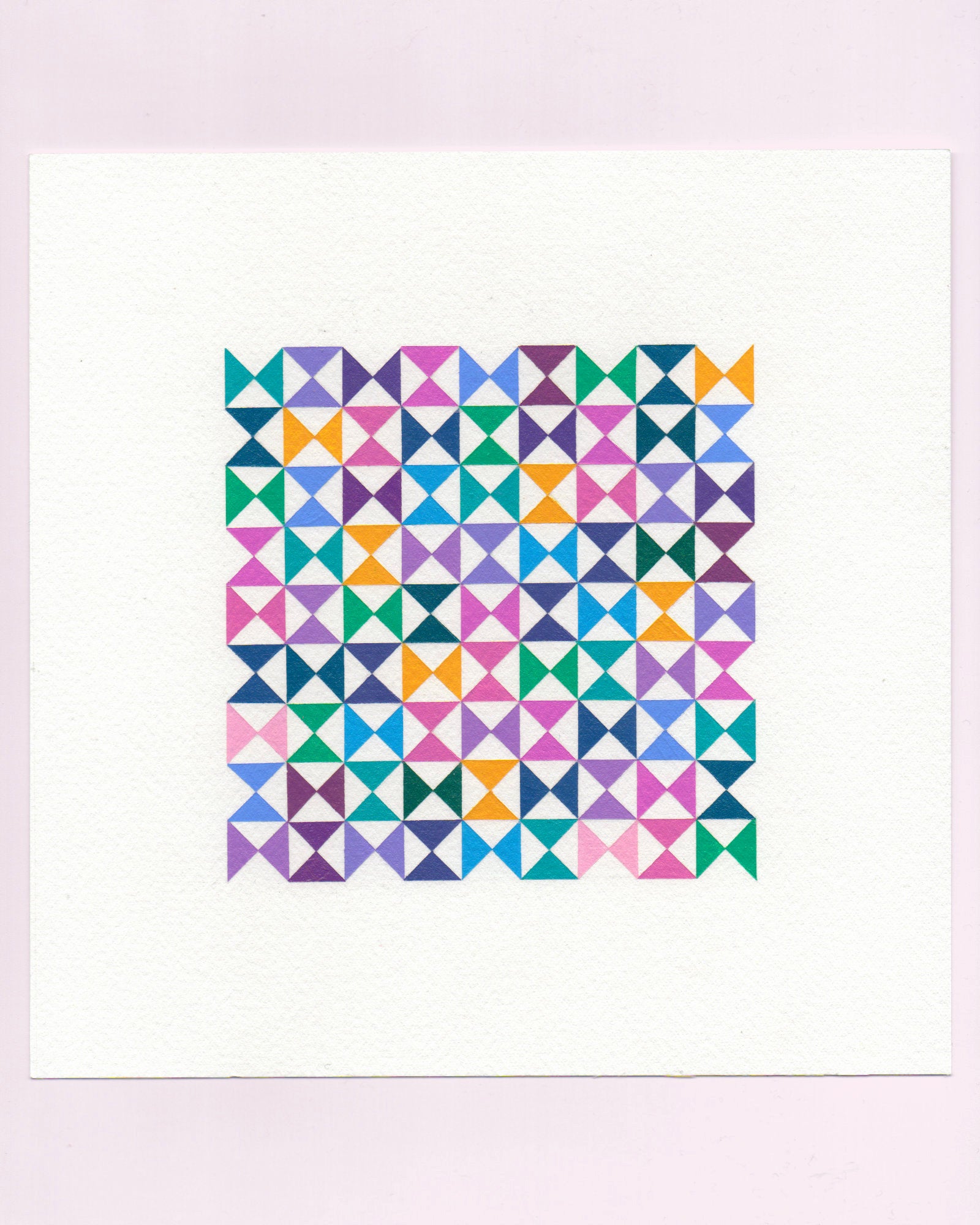 Bold, graphic multicoloured abstract painting with repeating geometric shapes, 19 July (019/365) by Victoria Mardon, 365: A Year in Colour series.