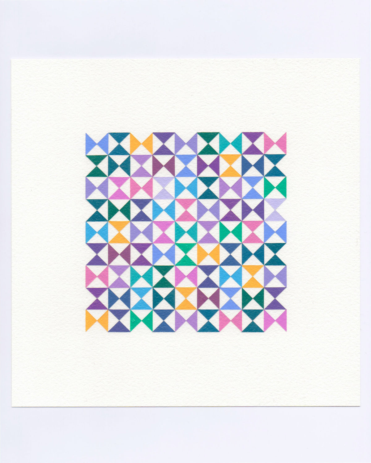 Bold, graphic multicoloured abstract painting with repeating geometric shapes, 19 October (111/365) by Victoria Mardon, 365: A Year in Colour series.