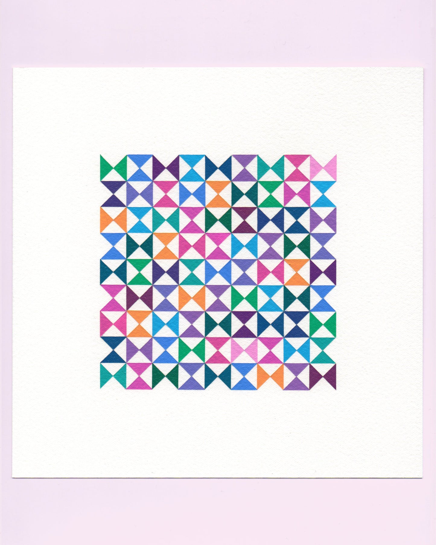 Bold, graphic multicoloured abstract painting with repeating geometric shapes, 20 August (051/365) by Victoria Mardon, 365: A Year in Colour series.