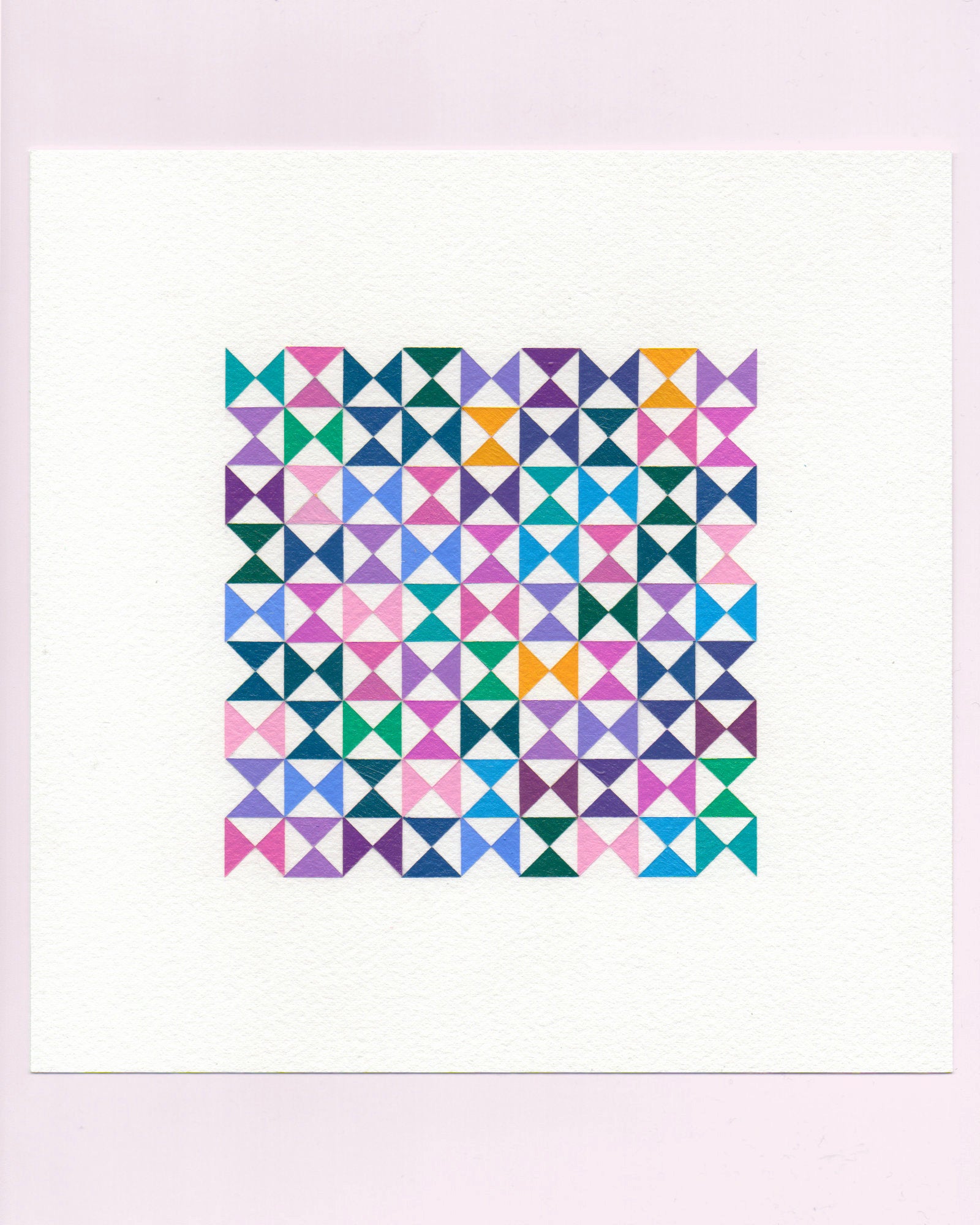 Bold, graphic multicoloured abstract painting with repeating geometric shapes, 20 July (020/365) by Victoria Mardon, 365: A Year in Colour series.