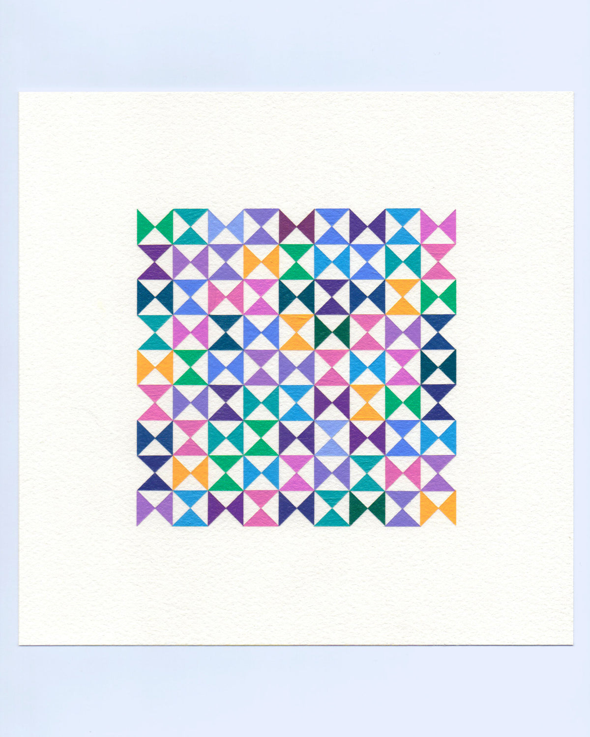 Bold, graphic multicoloured abstract painting with repeating geometric shapes, 20 November (143/365) by Victoria Mardon, 365: A Year in Colour series.