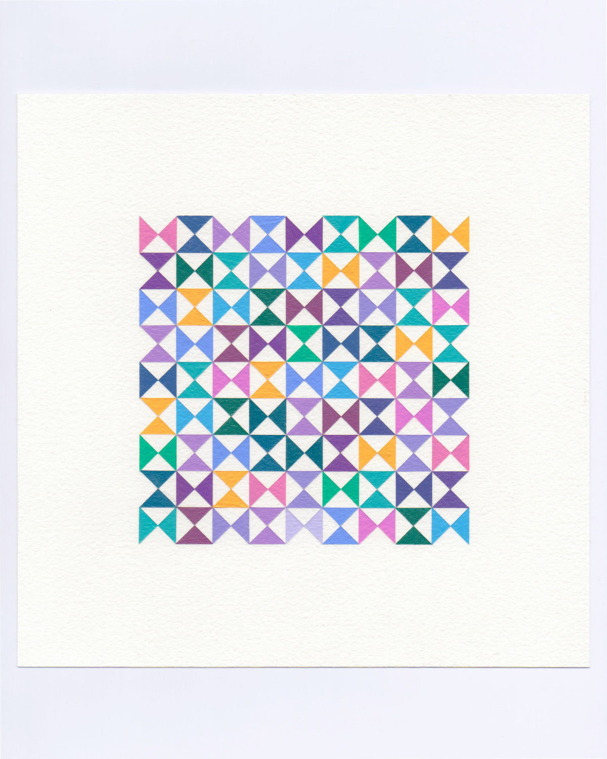 Bold, graphic multicoloured abstract painting with repeating geometric shapes, 20 October (112/365) by Victoria Mardon, 365: A Year in Colour series.