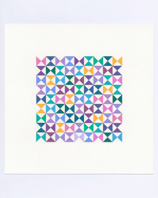 Bold, graphic multicoloured abstract painting with repeating geometric shapes, 20 October (112/365) by Victoria Mardon, 365: A Year in Colour series.