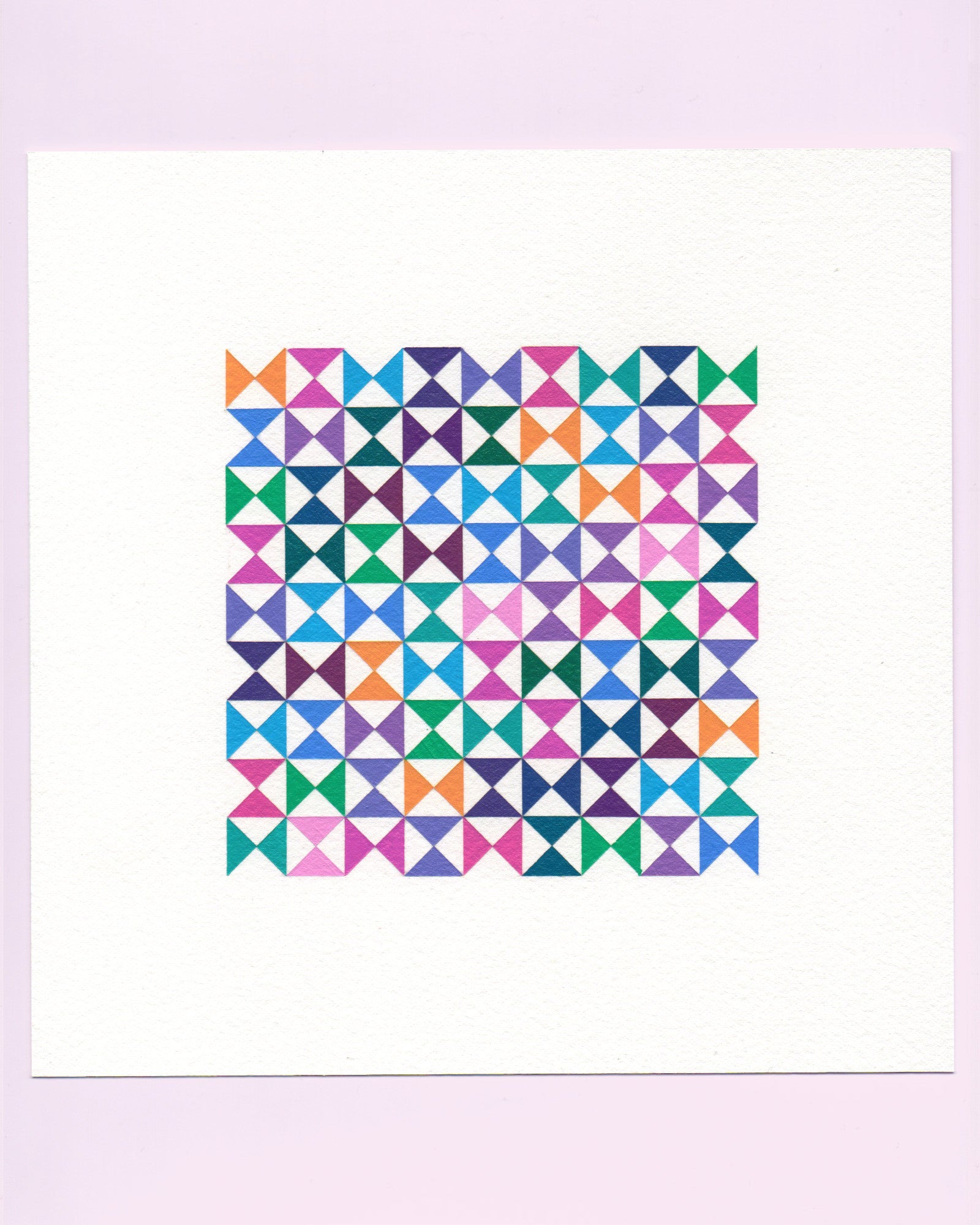 Bold, graphic multicoloured abstract painting with repeating geometric shapes, 21 August (052/365) by Victoria Mardon, 365: A Year in Colour series.