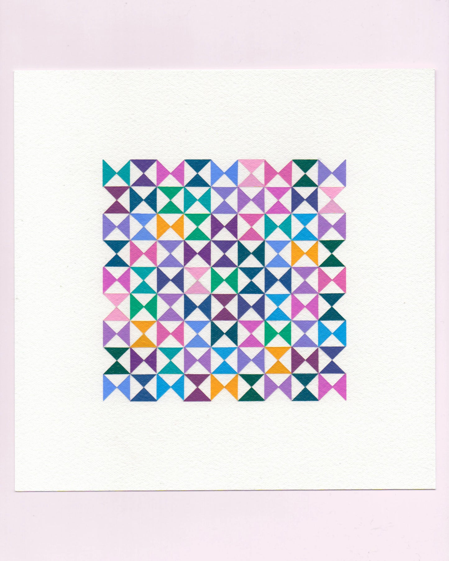 Bold, graphic multicoloured abstract painting with repeating geometric shapes, 21 July (021/365) by Victoria Mardon, 365: A Year in Colour series.