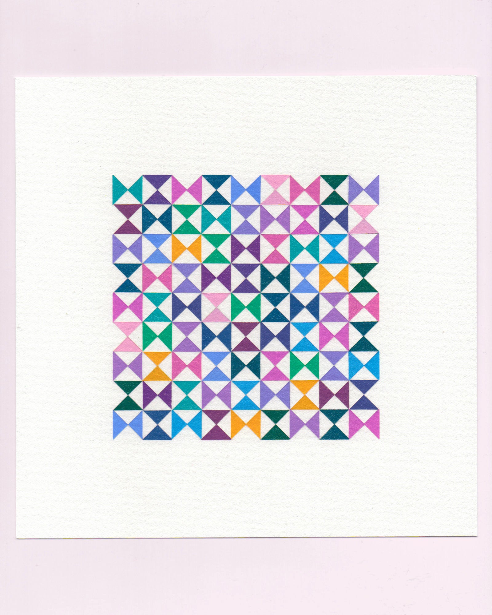 Bold, graphic multicoloured abstract painting with repeating geometric shapes, 21 July (021/365) by Victoria Mardon, 365: A Year in Colour series.