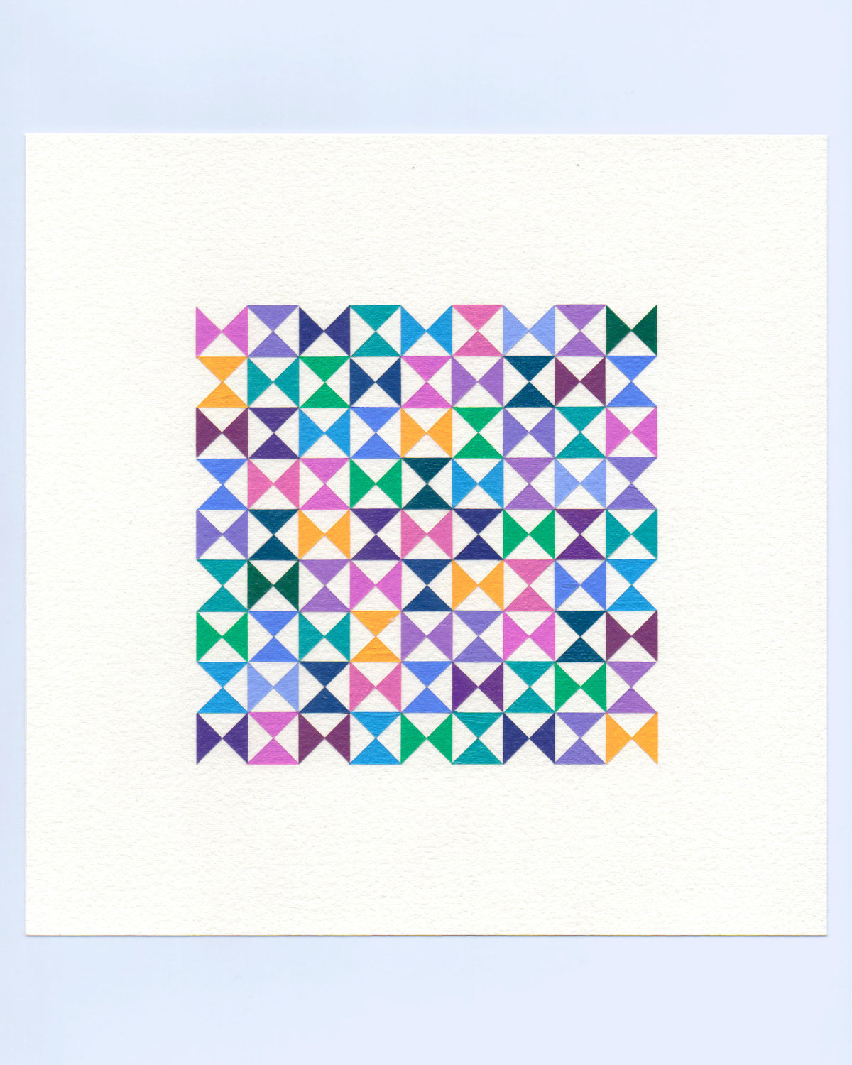 Bold, graphic multicoloured abstract painting with repeating geometric shapes, 21 November (144/365) by Victoria Mardon, 365: A Year in Colour series.
