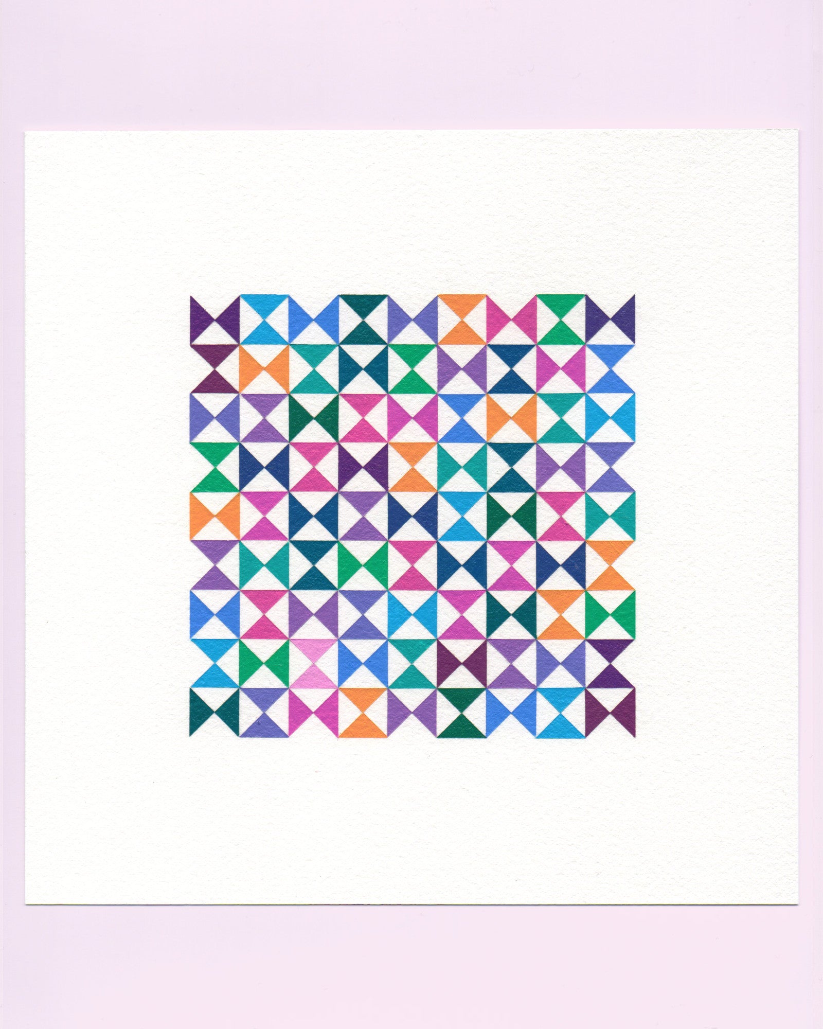 Bold, graphic multicoloured abstract painting with repeating geometric shapes, 22 August (053/365) by Victoria Mardon, 365: A Year in Colour series.