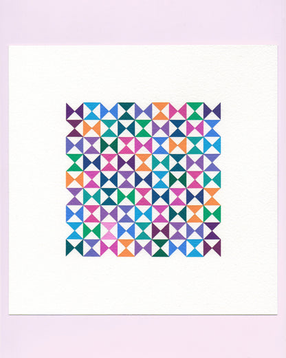 Bold, graphic multicoloured abstract painting with repeating geometric shapes, 22 August (053/365) by Victoria Mardon, 365: A Year in Colour series.