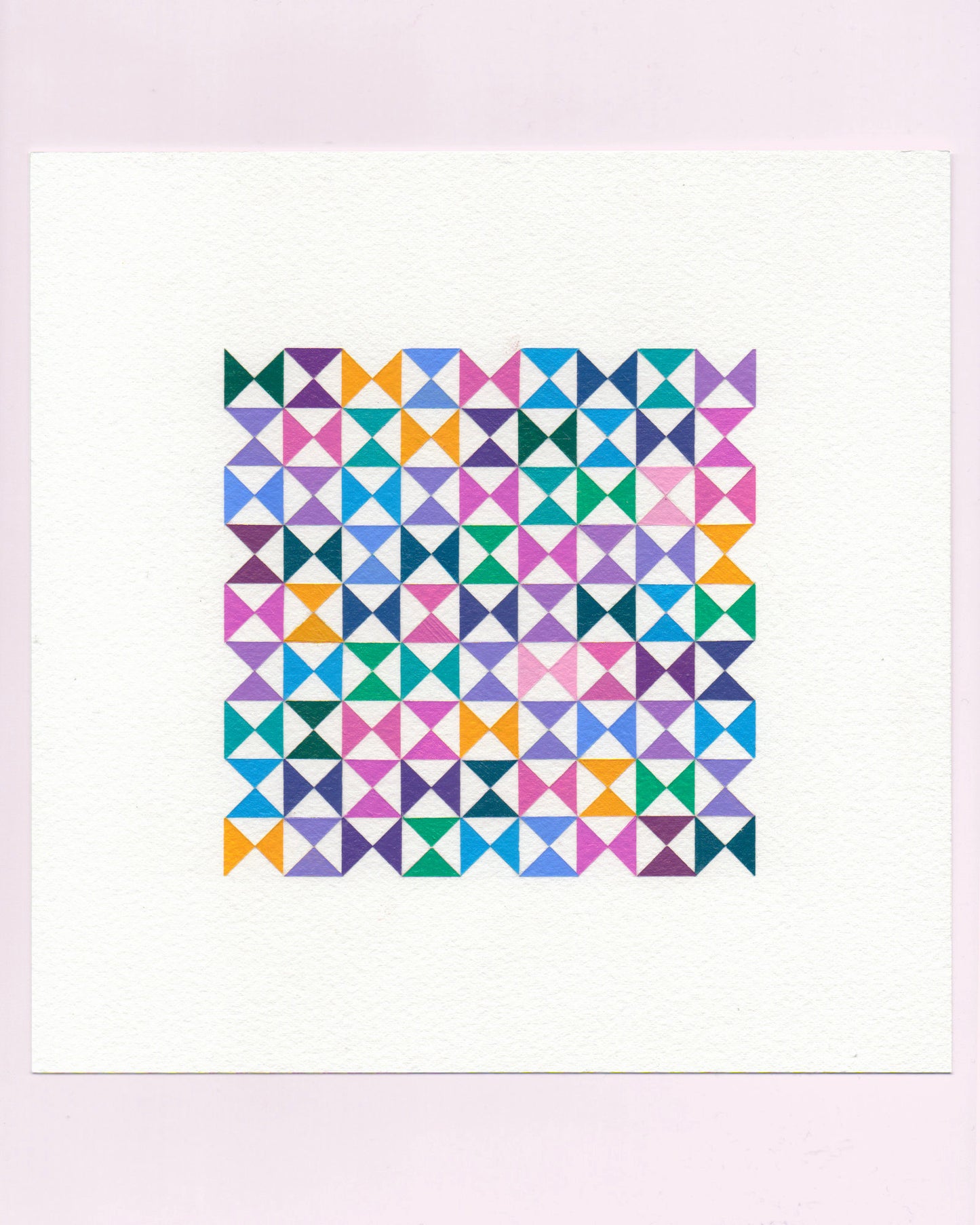 Bold, graphic multicoloured abstract painting with repeating geometric shapes, 22 July (022/365) by Victoria Mardon, 365: A Year in Colour series.
