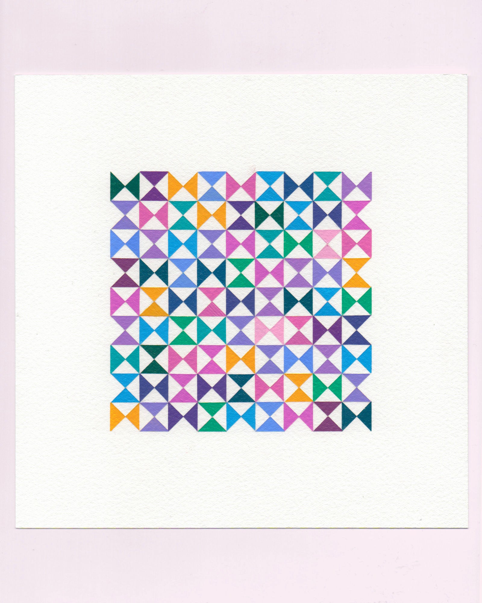 Bold, graphic multicoloured abstract painting with repeating geometric shapes, 22 July (022/365) by Victoria Mardon, 365: A Year in Colour series.