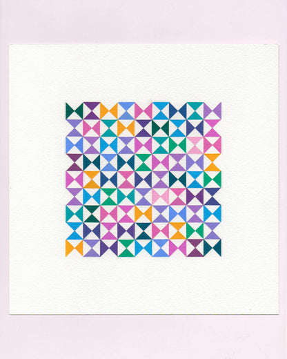 Bold, graphic multicoloured abstract painting with repeating geometric shapes, 22 July (022/365) by Victoria Mardon, 365: A Year in Colour series.