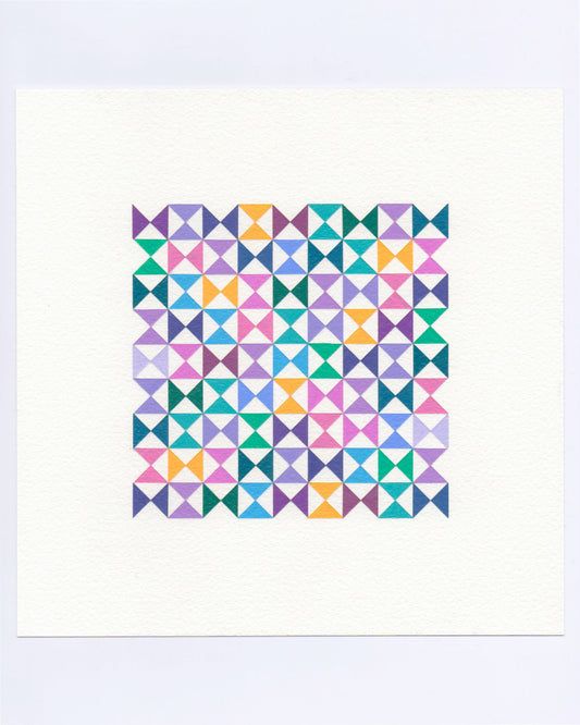 Bold, graphic multicoloured abstract painting with repeating geometric shapes, 22 October (114/365) by Victoria Mardon, 365: A Year in Colour series.