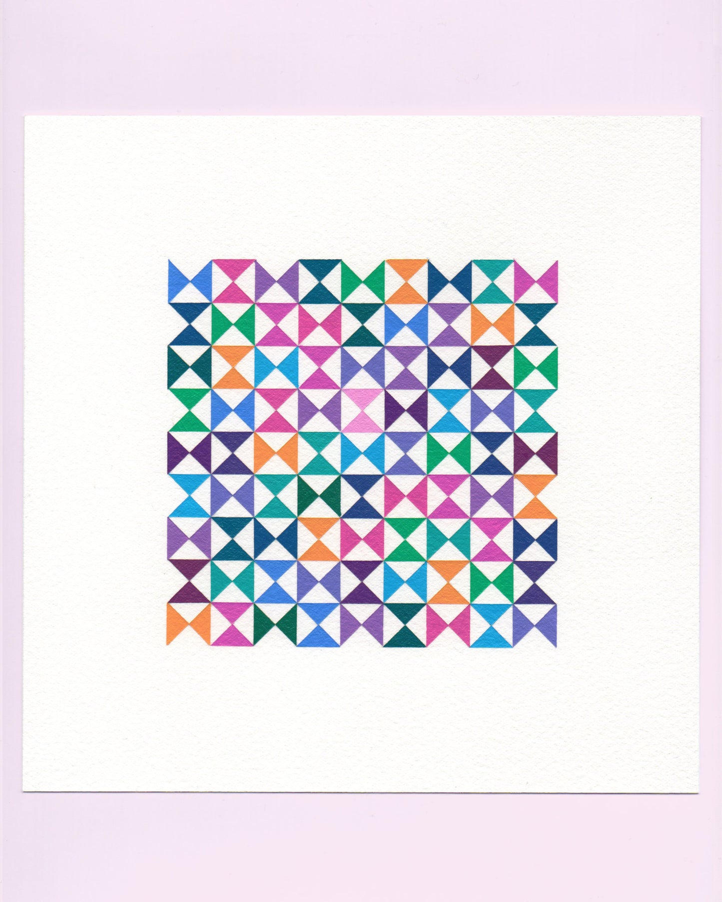Bold, graphic multicoloured abstract painting with repeating geometric shapes, 23 August (054/365) by Victoria Mardon, 365: A Year in Colour series.