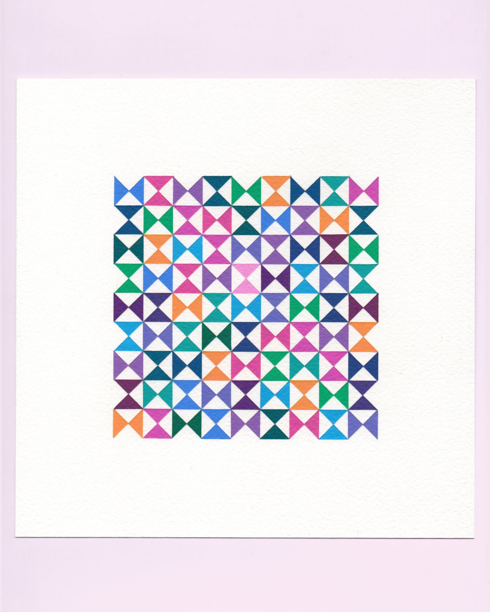 Bold, graphic multicoloured abstract painting with repeating geometric shapes, 23 August (054/365) by Victoria Mardon, 365: A Year in Colour series.