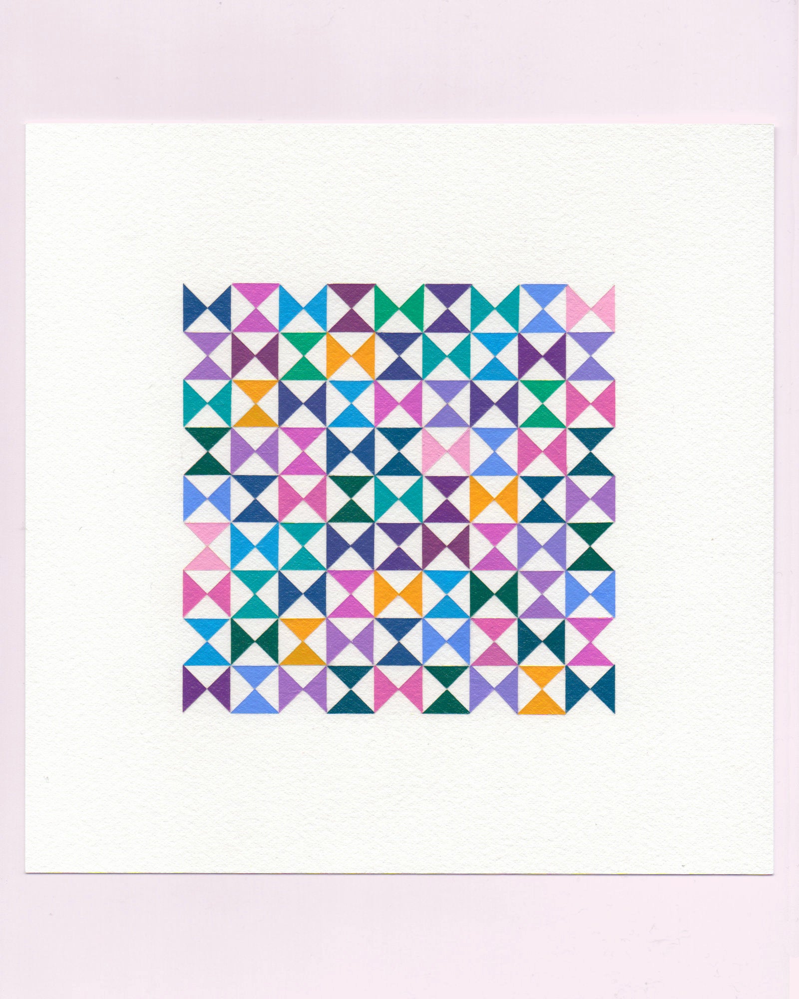 Bold, graphic multicoloured abstract painting with repeating geometric shapes, 23 July (023/365) by Victoria Mardon, 365: A Year in Colour series.