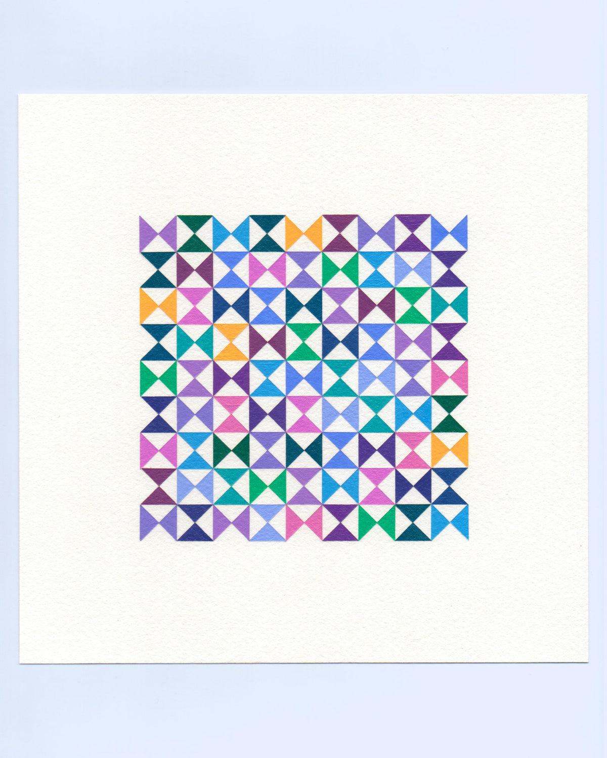 Bold, graphic multicoloured abstract painting with repeating geometric shapes, 23 November (146/365) by Victoria Mardon, 365: A Year in Colour series.